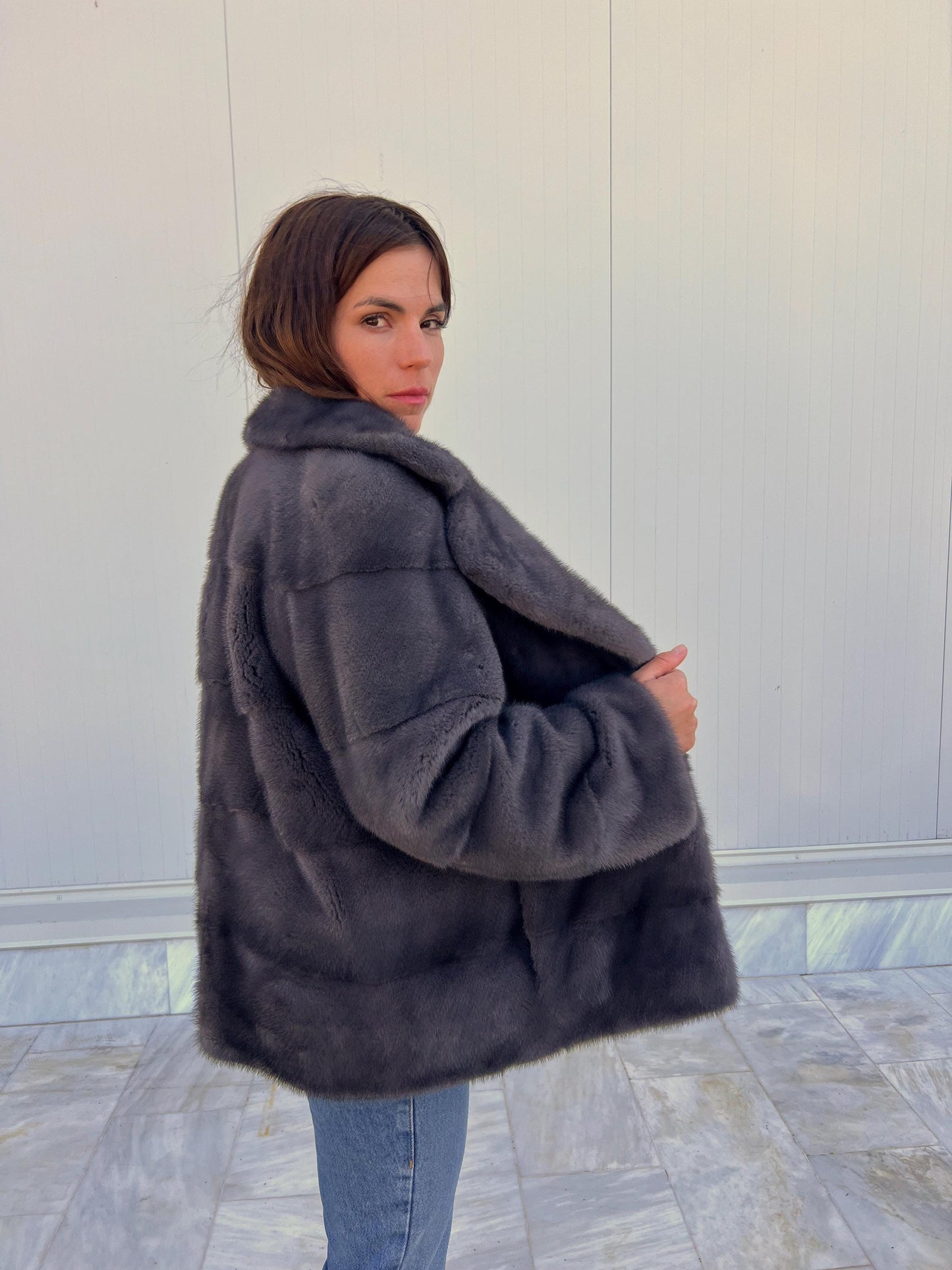 Gray-Blue Mink Fur Jacket – Saga Pelts, Notch Collar