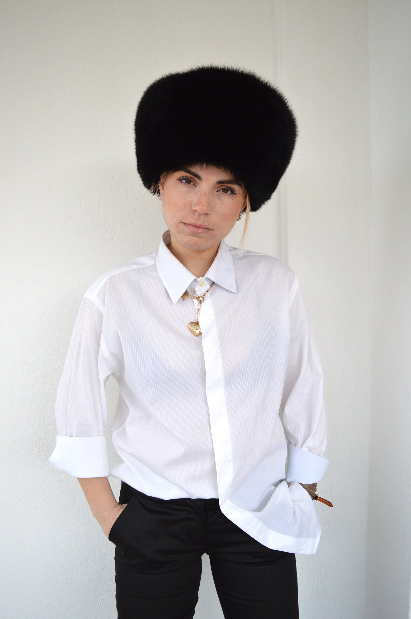 Real Black Fox Fur Cossack Hat: Winter Head Warmer
