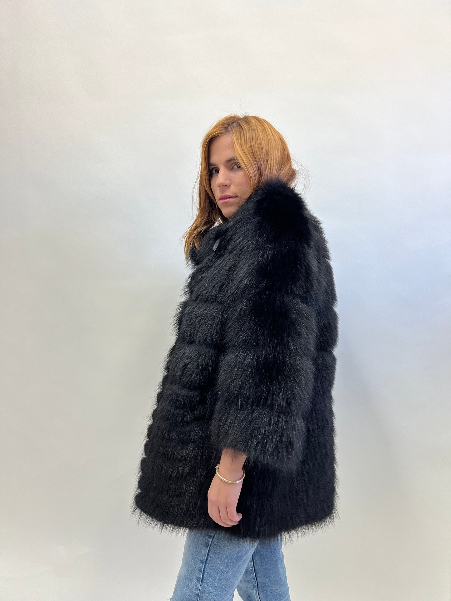 Handmade Black Raccoon Fur Jacket: Winter Everyday Coat