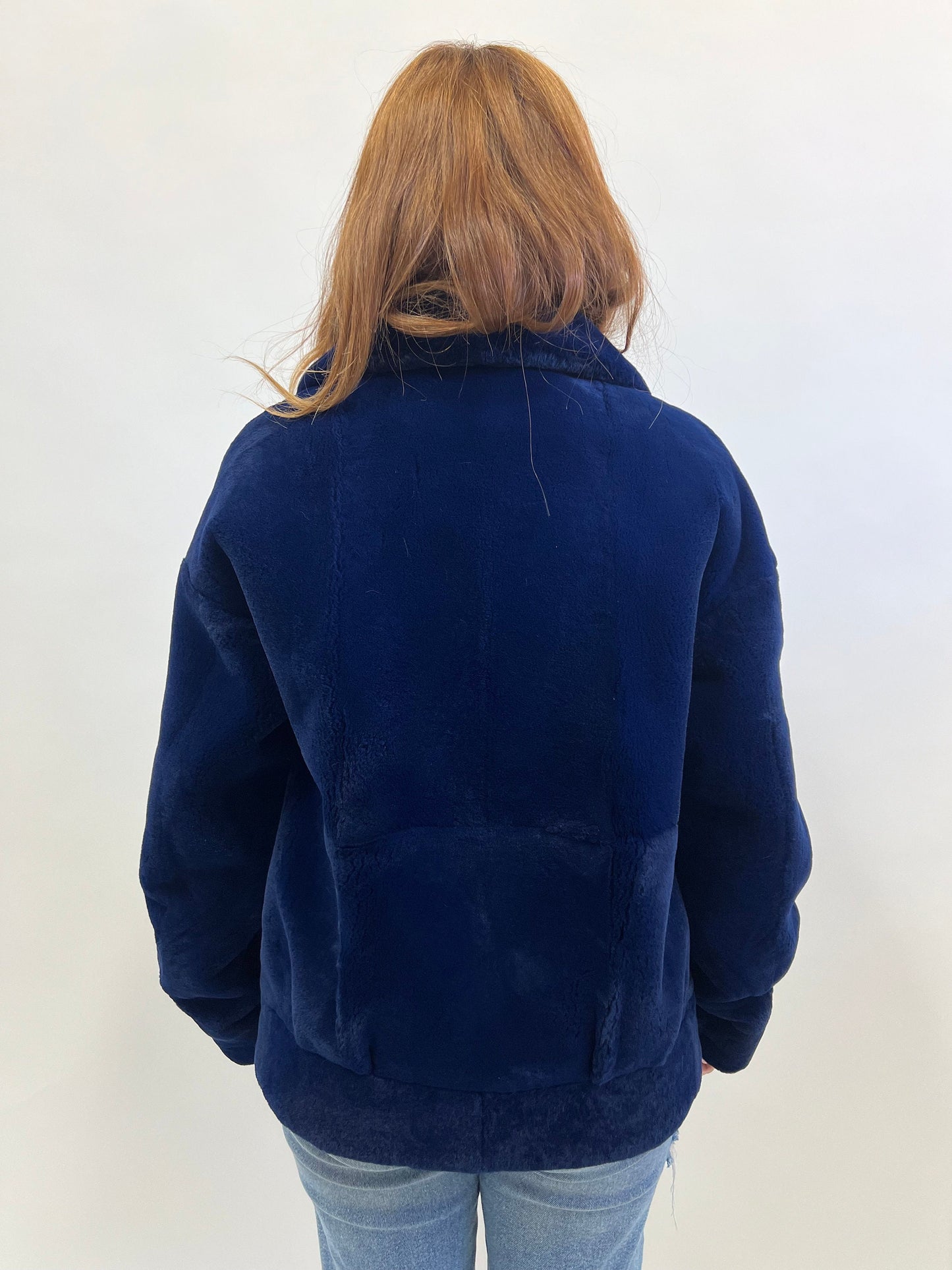 Sheared Rabbit Fur Bomber Jacket with Fox Details