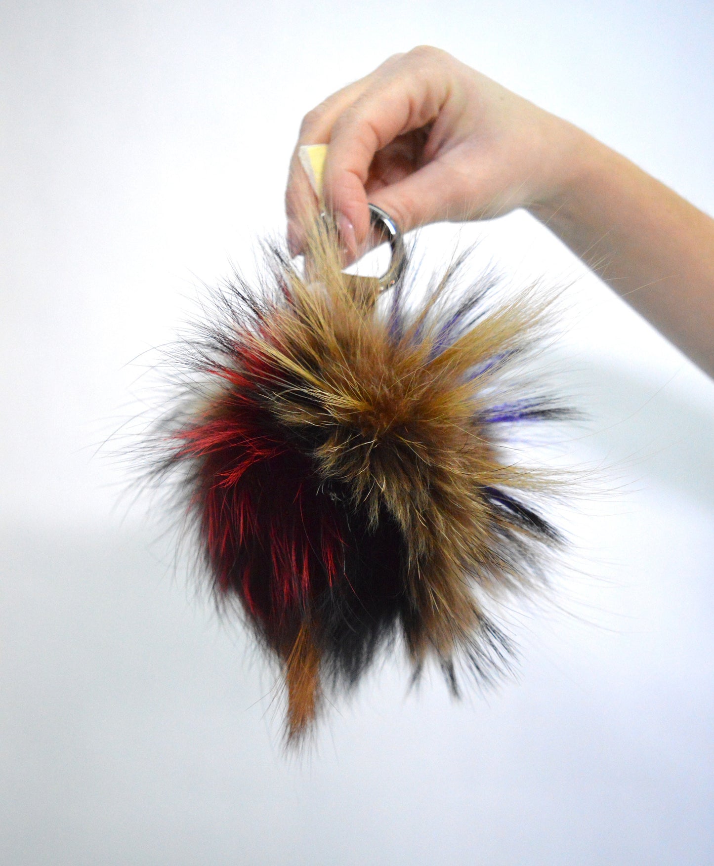 Real Fox Fur Pom Pom Keychain, Multicolour Charm