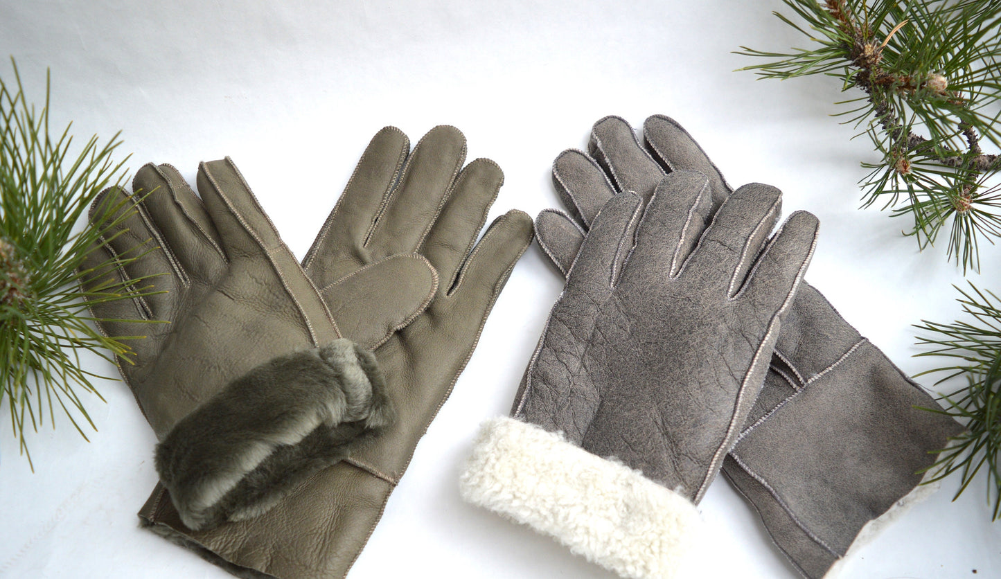 Shearling Fur Mittens: Unisex Sheepskin Gloves, Luxury Winter Gift