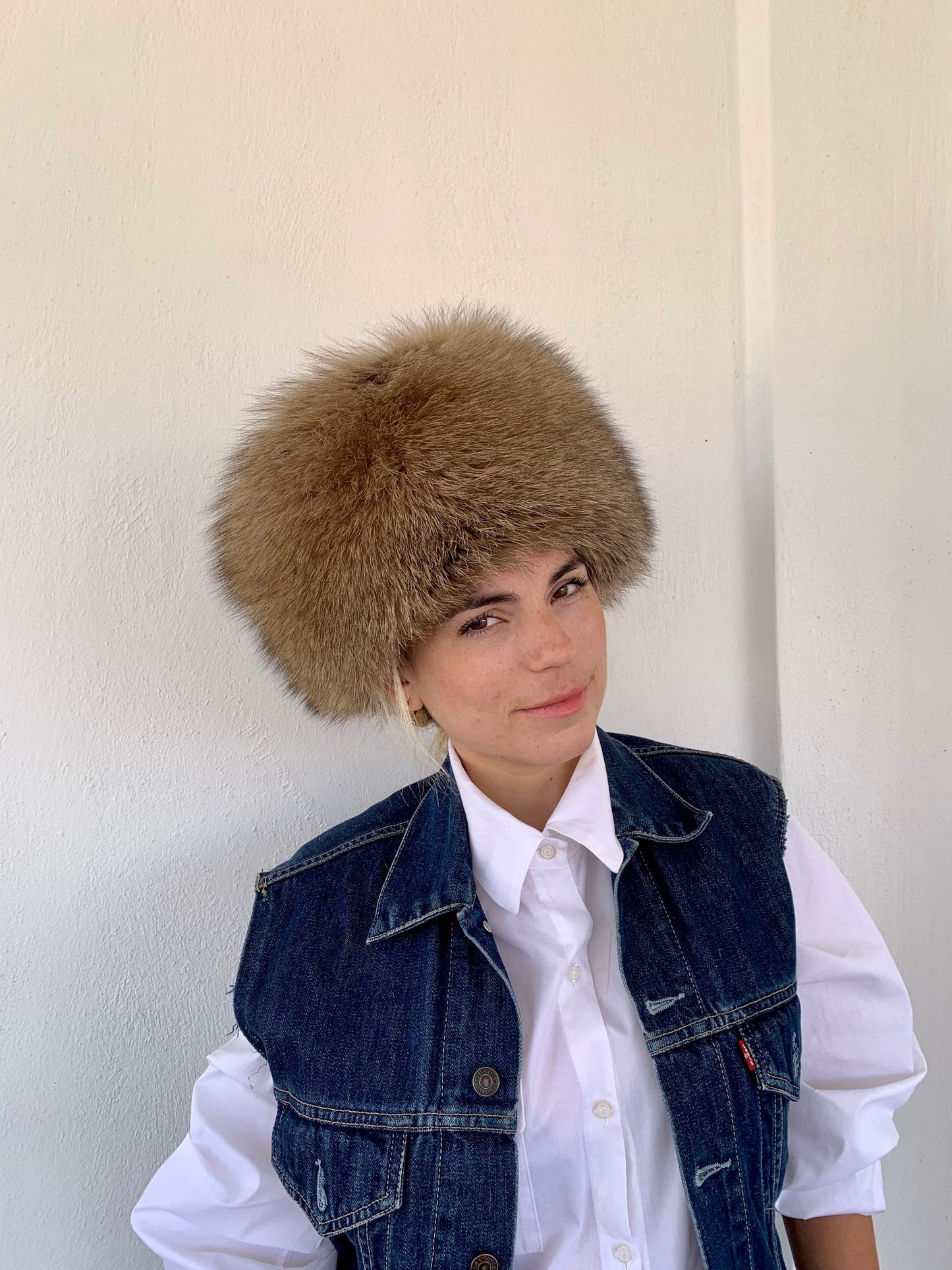 Real Camel Fox Fur Cossack Hat, Saga Assured, Padded Winter Hat