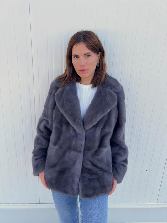 Gray-Blue Mink Fur Jacket – Saga Pelts, Notch Collar