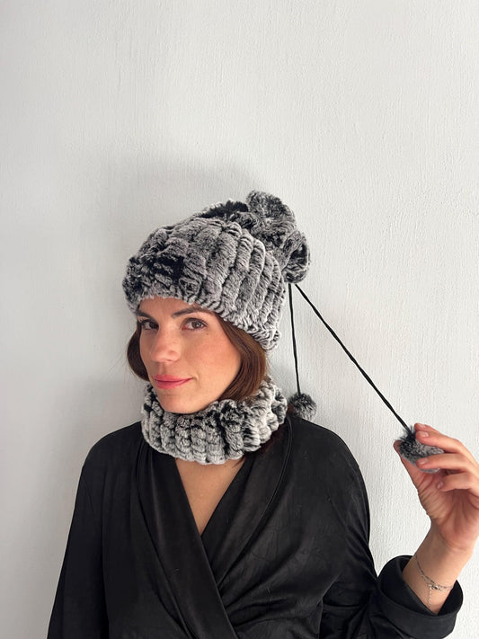 Handmade Knitted Fur Beanie: Soft Stretchy Headband Hat