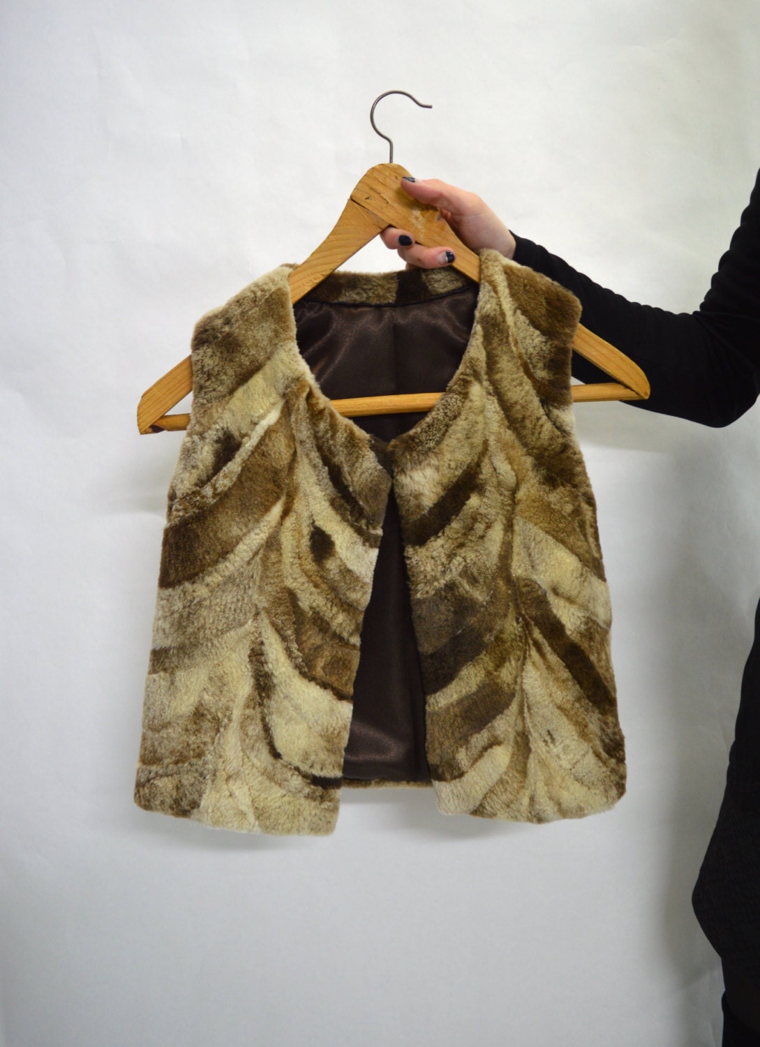 Sheared Nutria Fur Infant Vest, Brown Kids Vest