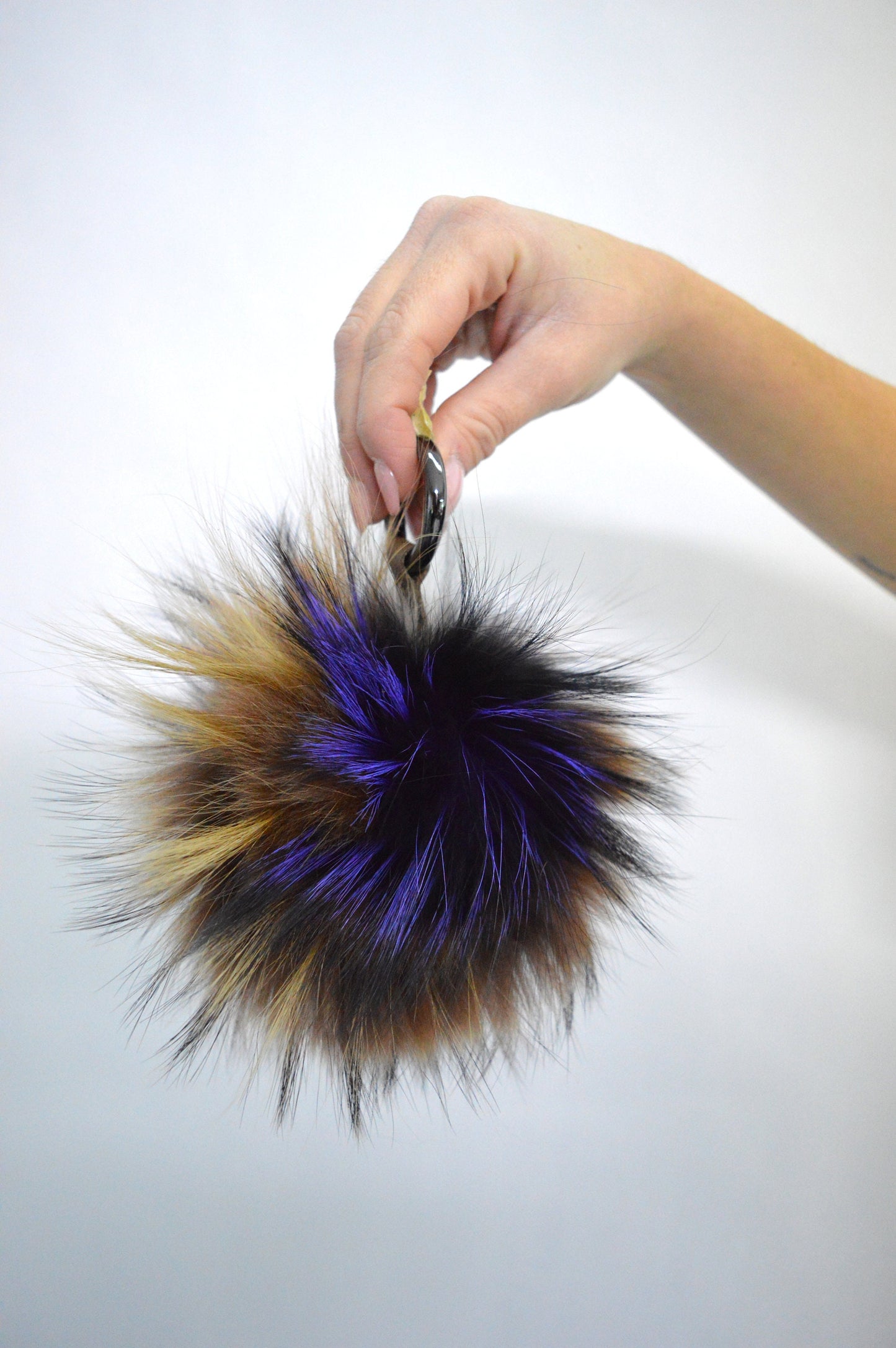 Real Fox Fur Pom Pom Keychain, Multicolour Charm