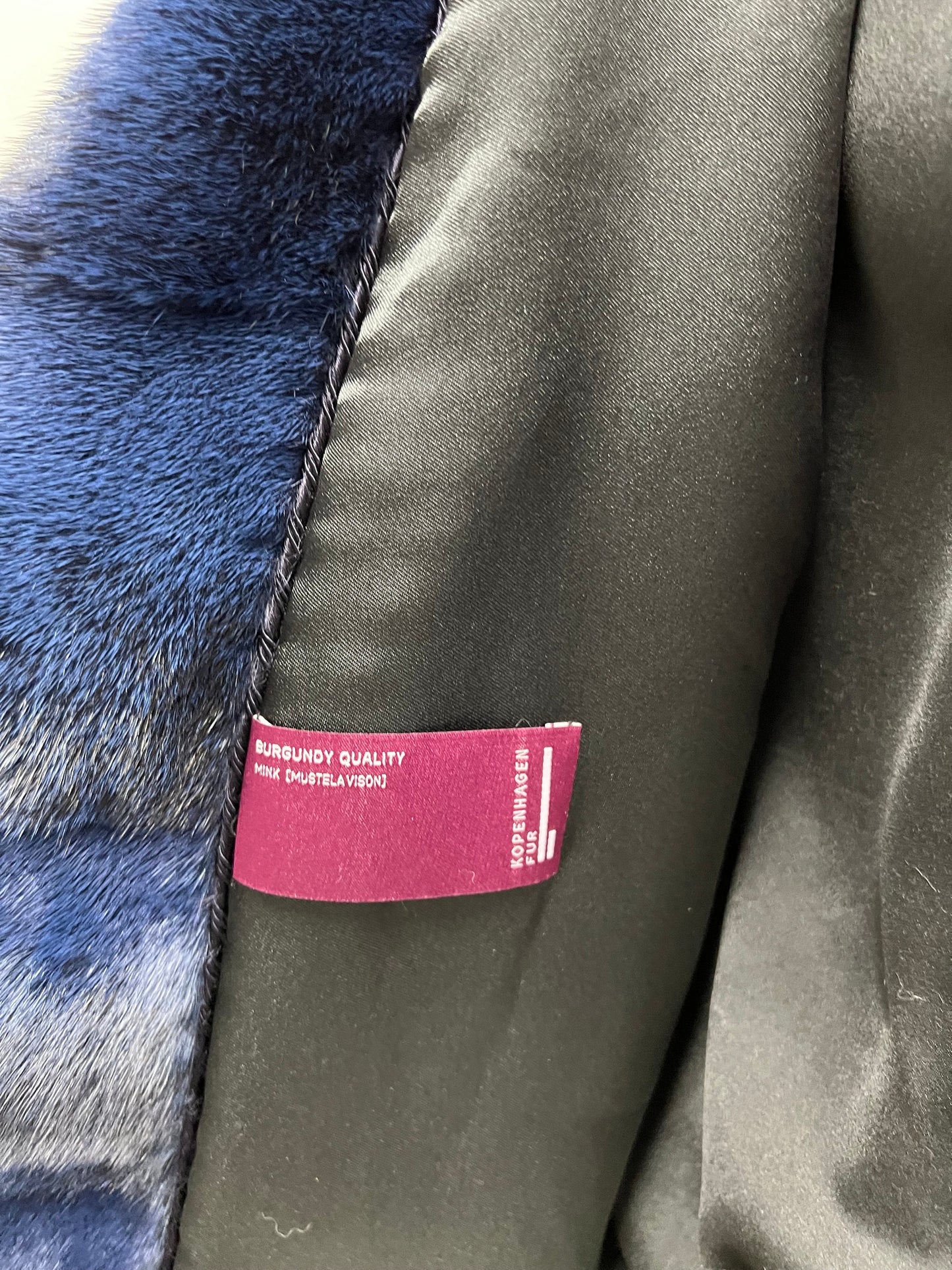 Handmade Navy Blue Mink Fur Hooded Coat, 2XL