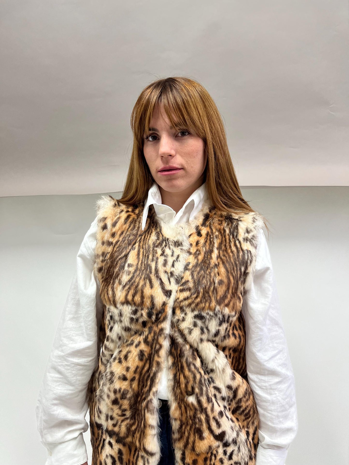 Leopard Print Rabbit Fur Vest - Edgy Style Jacket