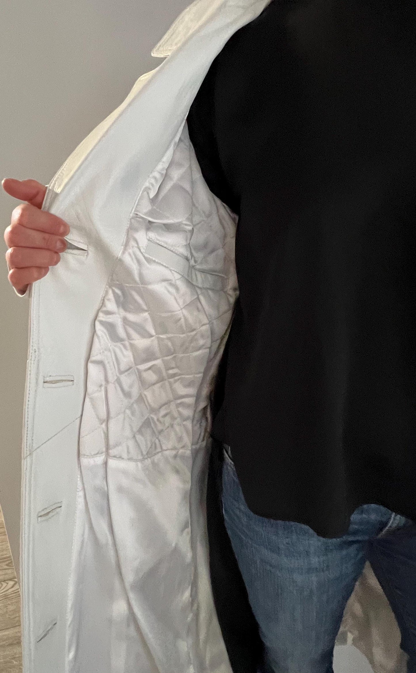Handmade Nappa Lambskin Leather Coat: White Fitted Silhouette, Made in Greece