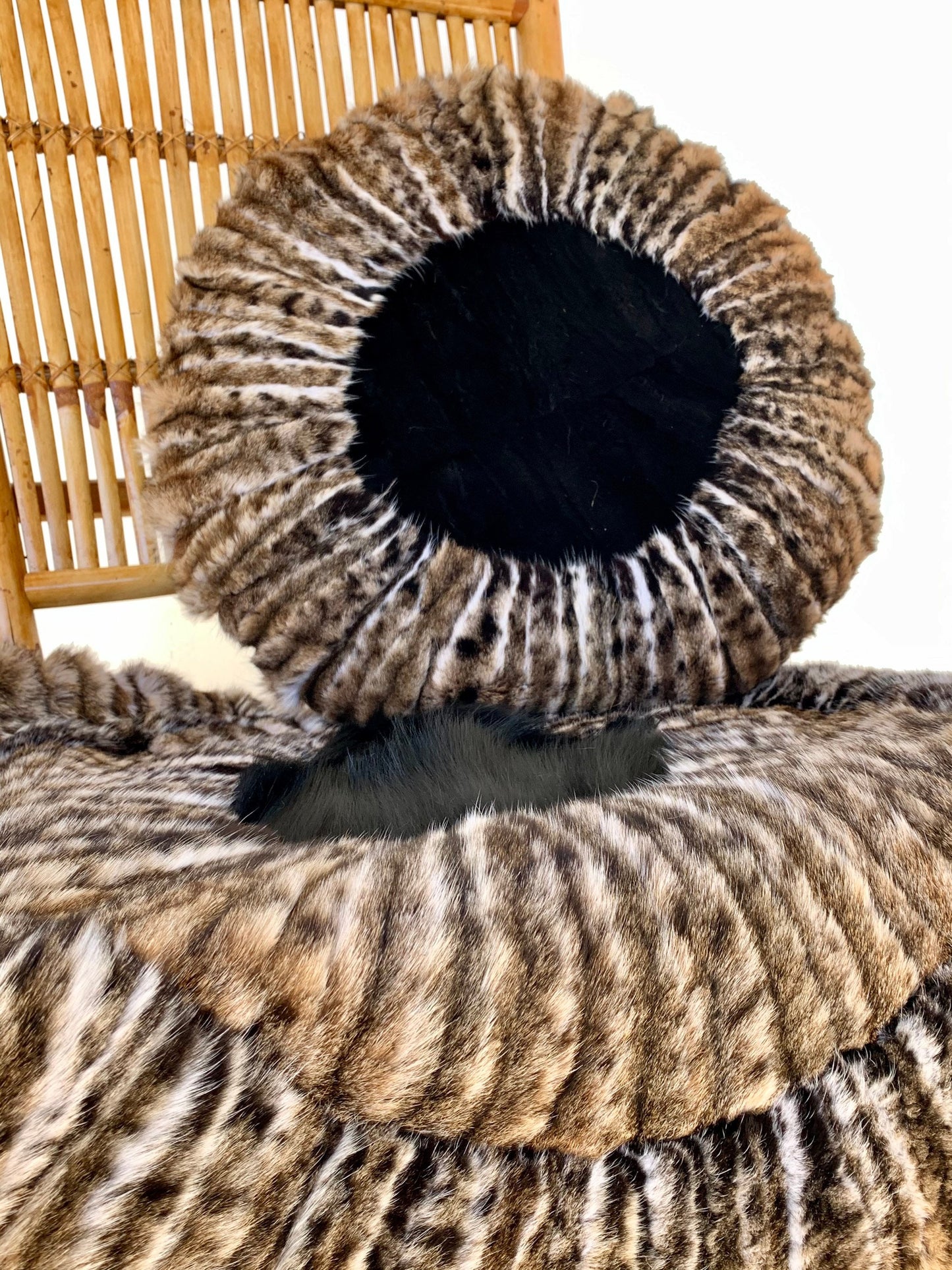 Black Fox Fur Pillow & Throw: Animal Print Home Decor
