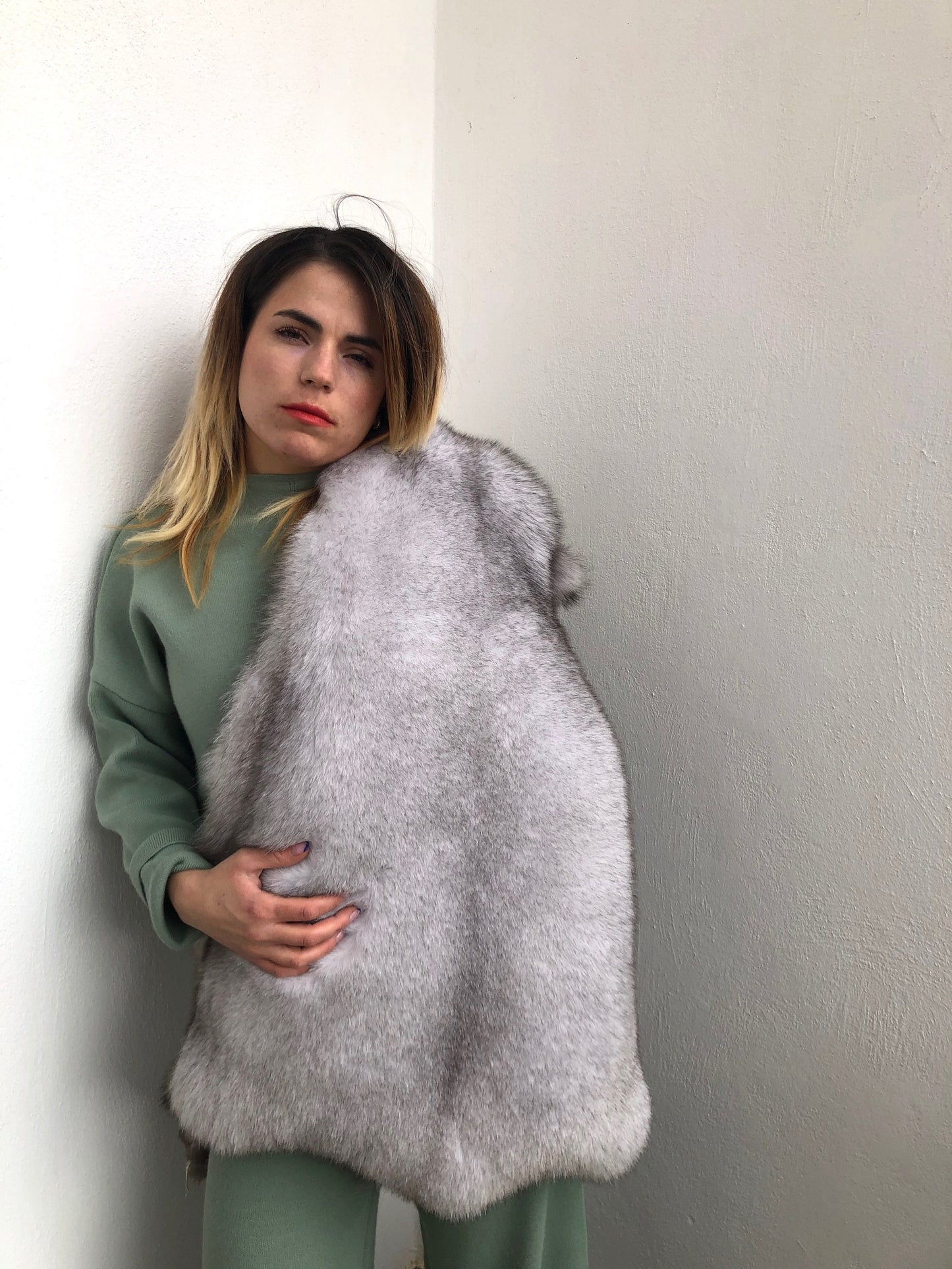 Genuine Blue Fox Fur Pelt: Luxury DIY Craft Material huge skin from Saga auction.