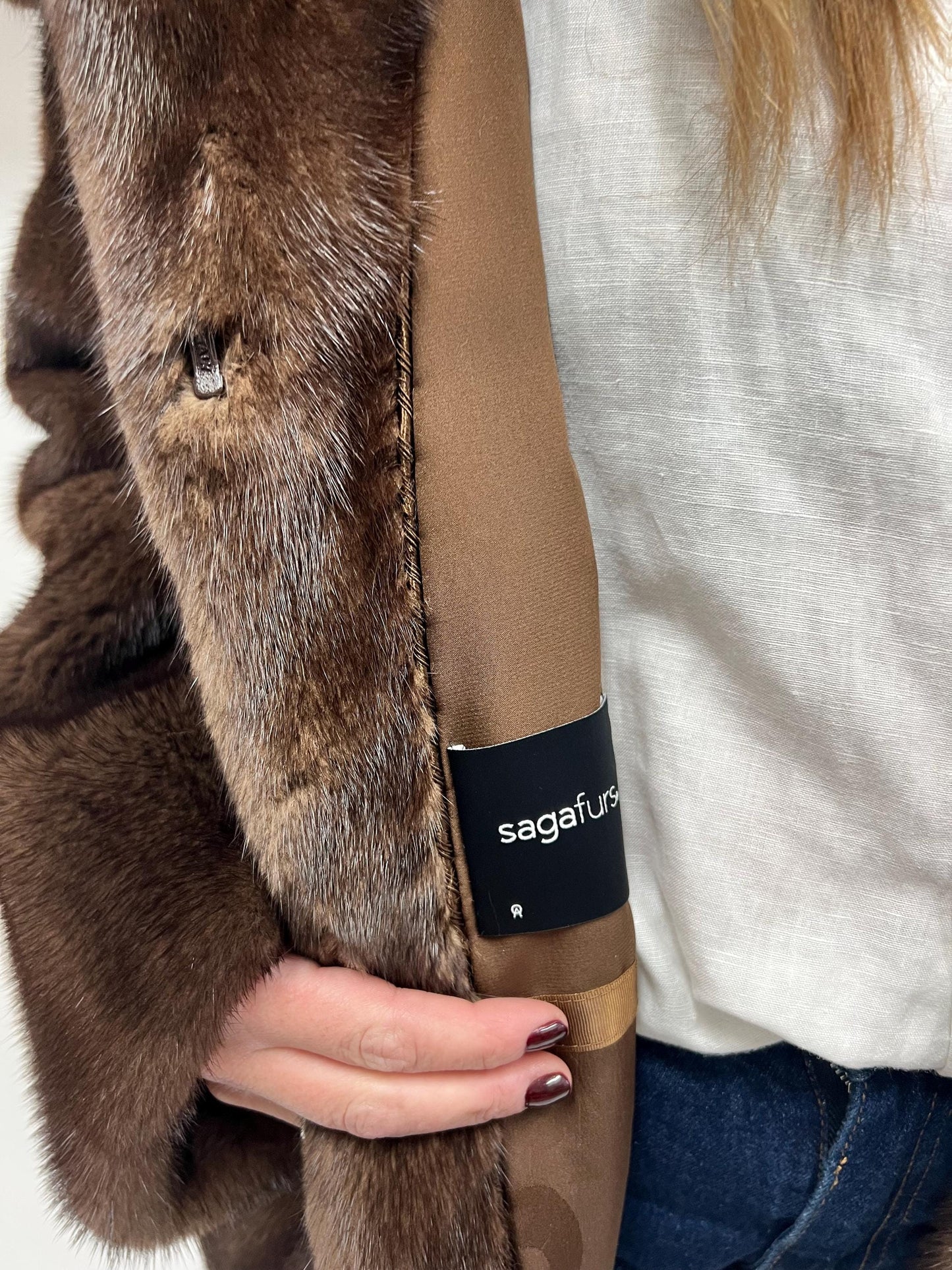 Real Brown Mink Hooded Jacket - Saga Demi Buff Fur