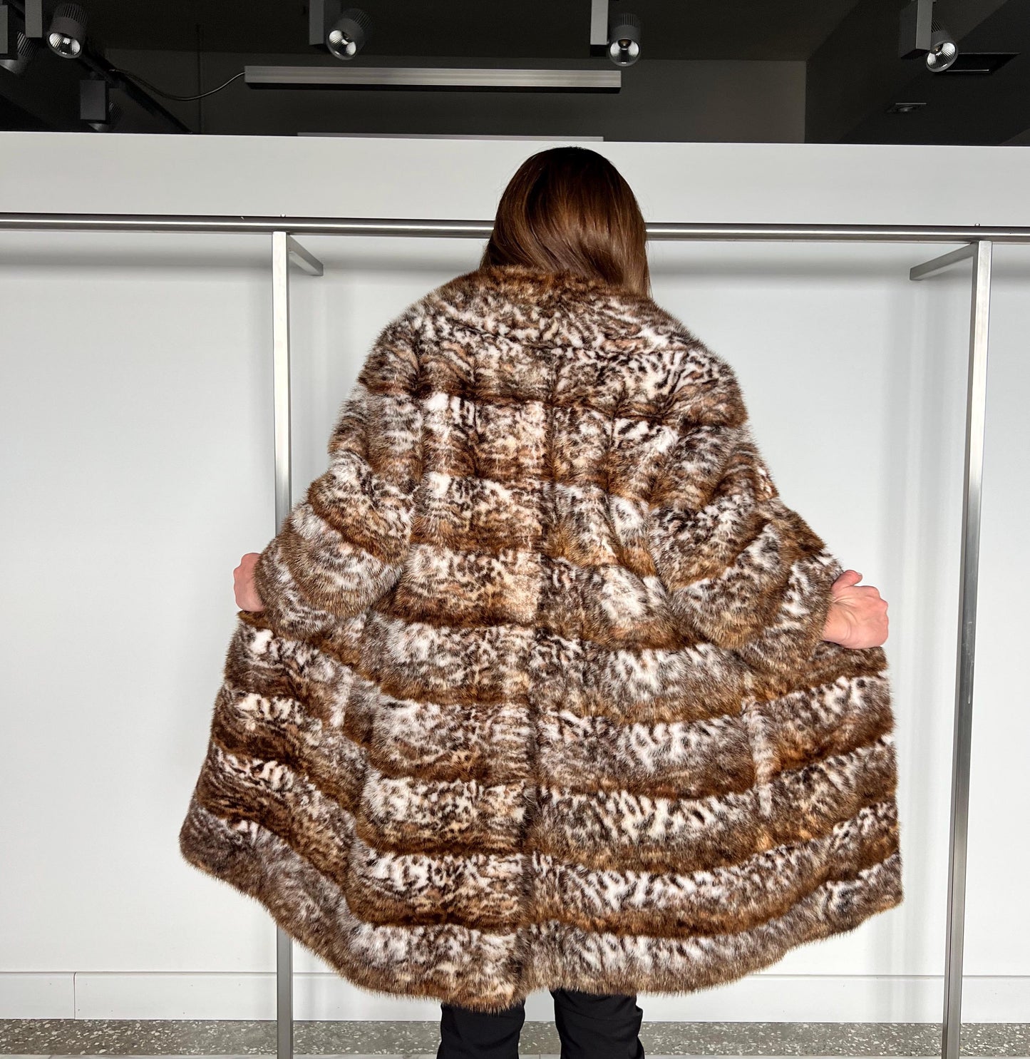 Leopard Print Rabbit Fur Coat: Reversible Dyed Jacket, Medium