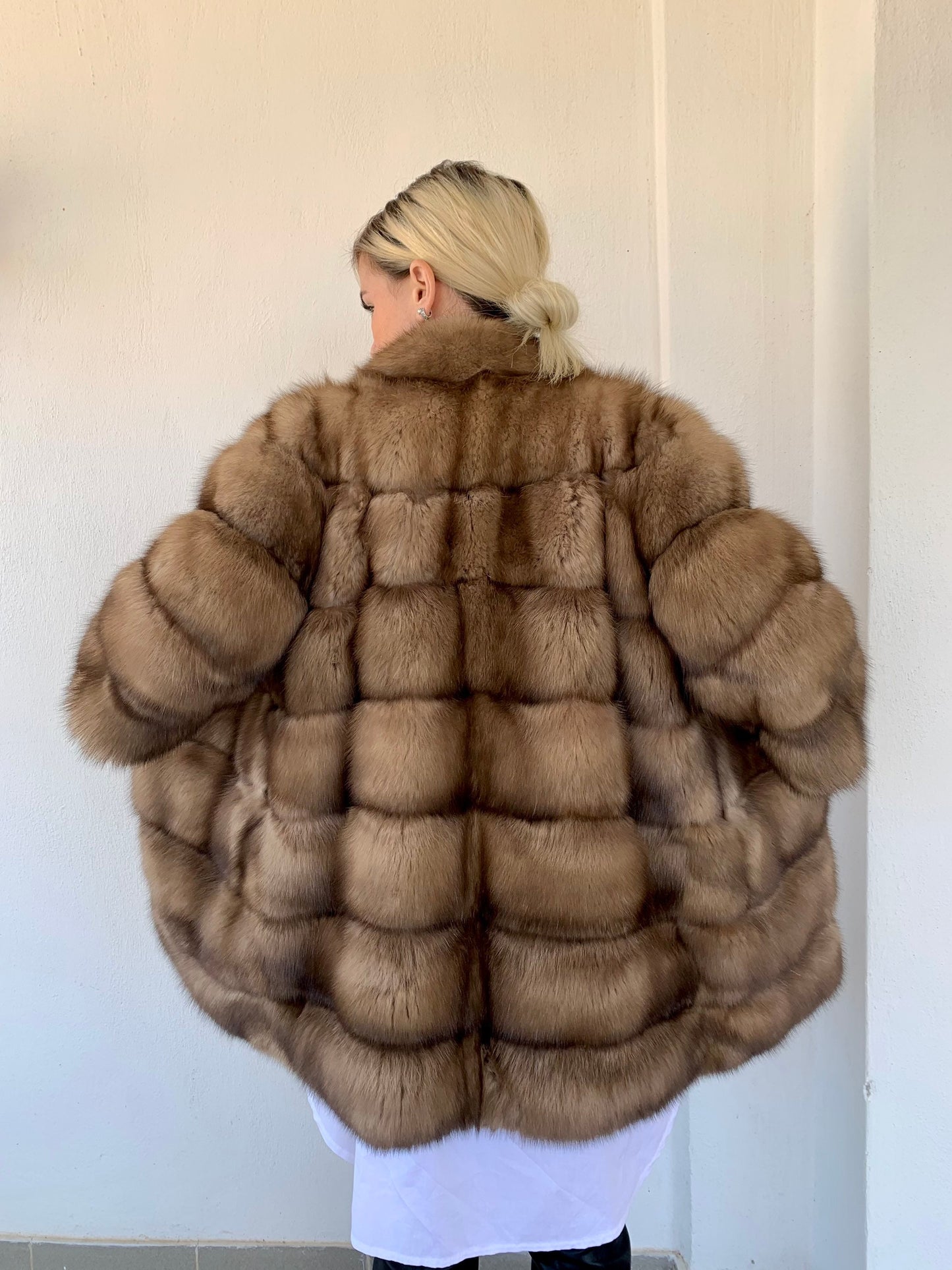 Real Sable Fur Jacket: Tortora Suede Front, Cashmere Lining