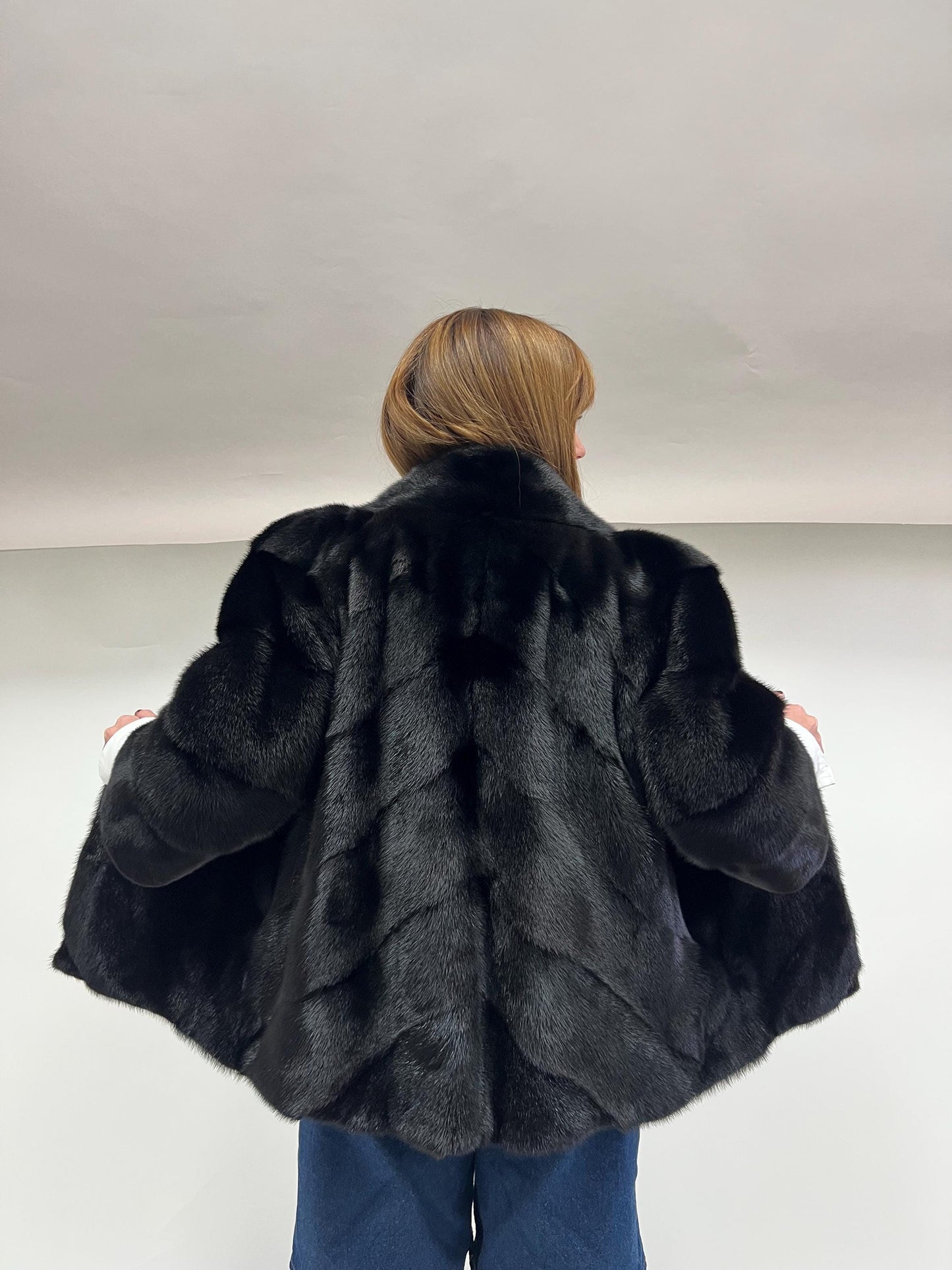 Real Black Mink Fur Coat - Copenhagen Pelt, Lightweight