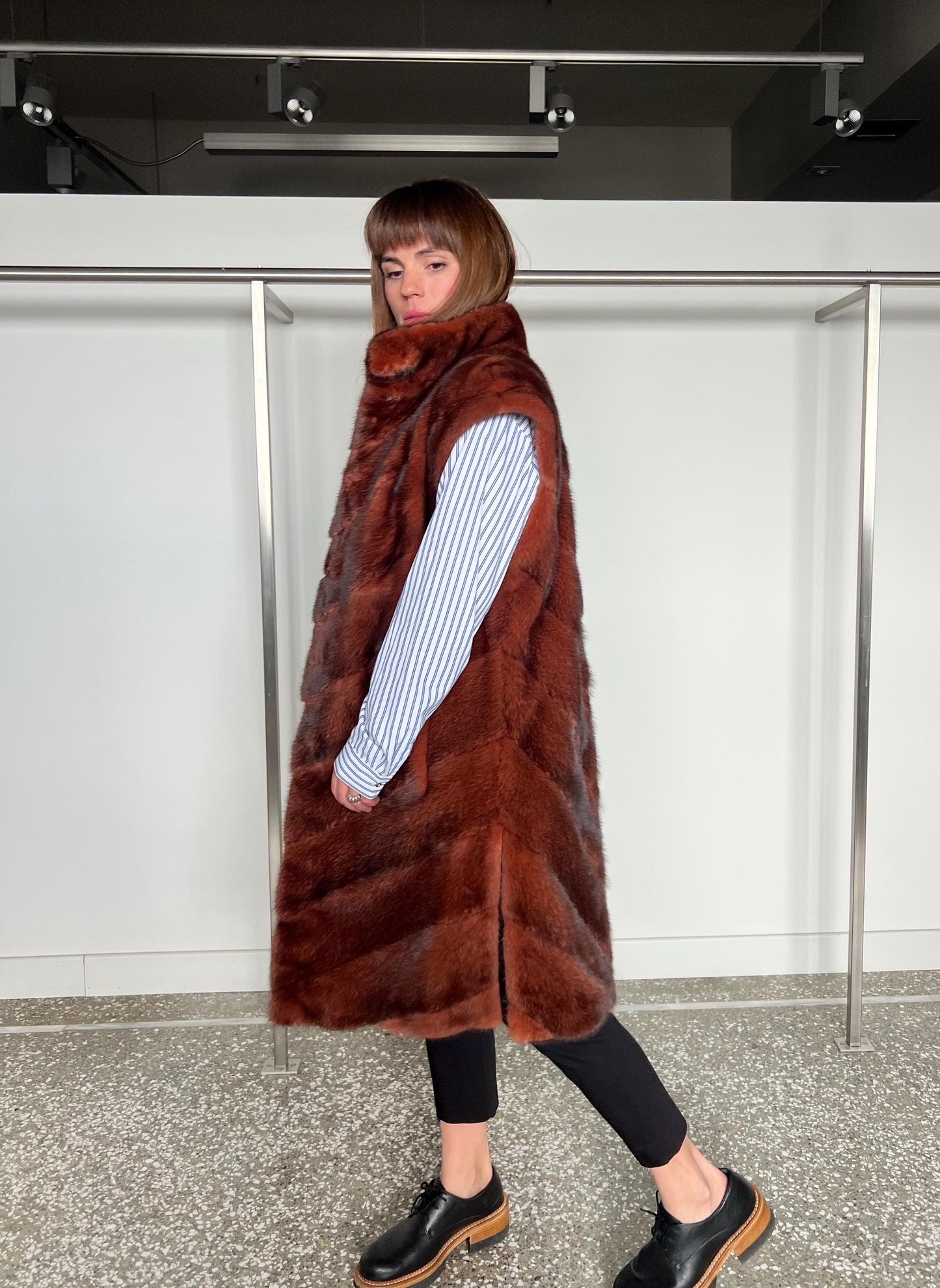 Real Copper Mink Fur Vest - Supple Saga Mink, Size Large