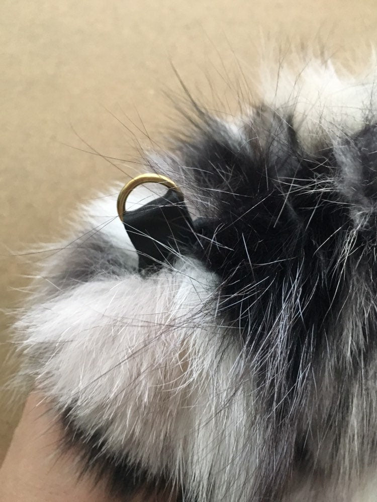 Real Fox Fur Clutch Bag: Genuine Leather Wristlet Evening Purse