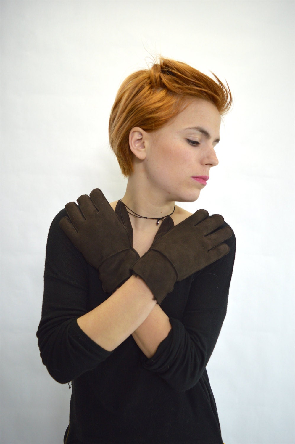 Shearling Fur Gloves: Mouton Mittens, Fold-Out Cuffs