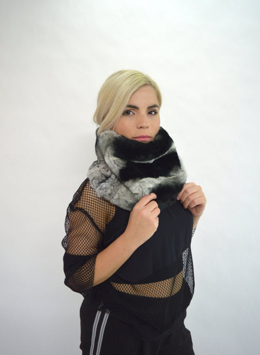 Rex Rabbit Fur Cowl: Chinchilla Look Loop Scarf