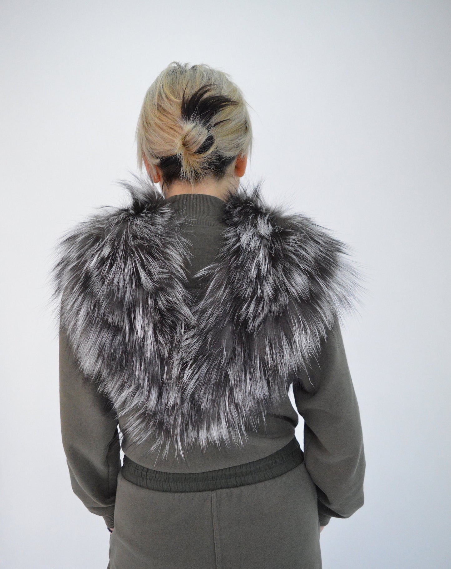 Real Silver Fox Fur Collar: Bridal Winter Stole Shawl