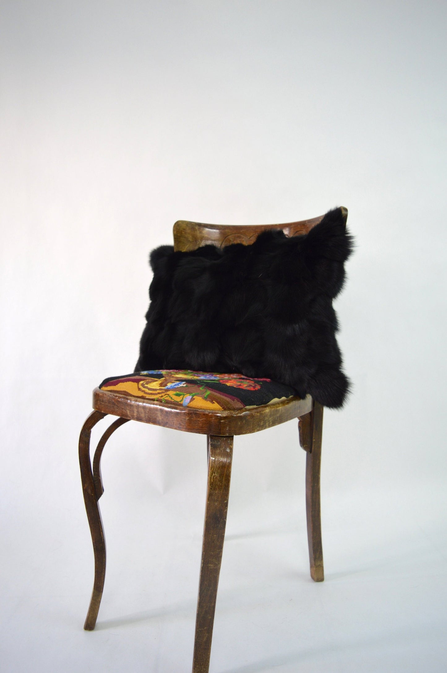 Black Fox Fur Pillow Cover: Genuine Fur Home Decor