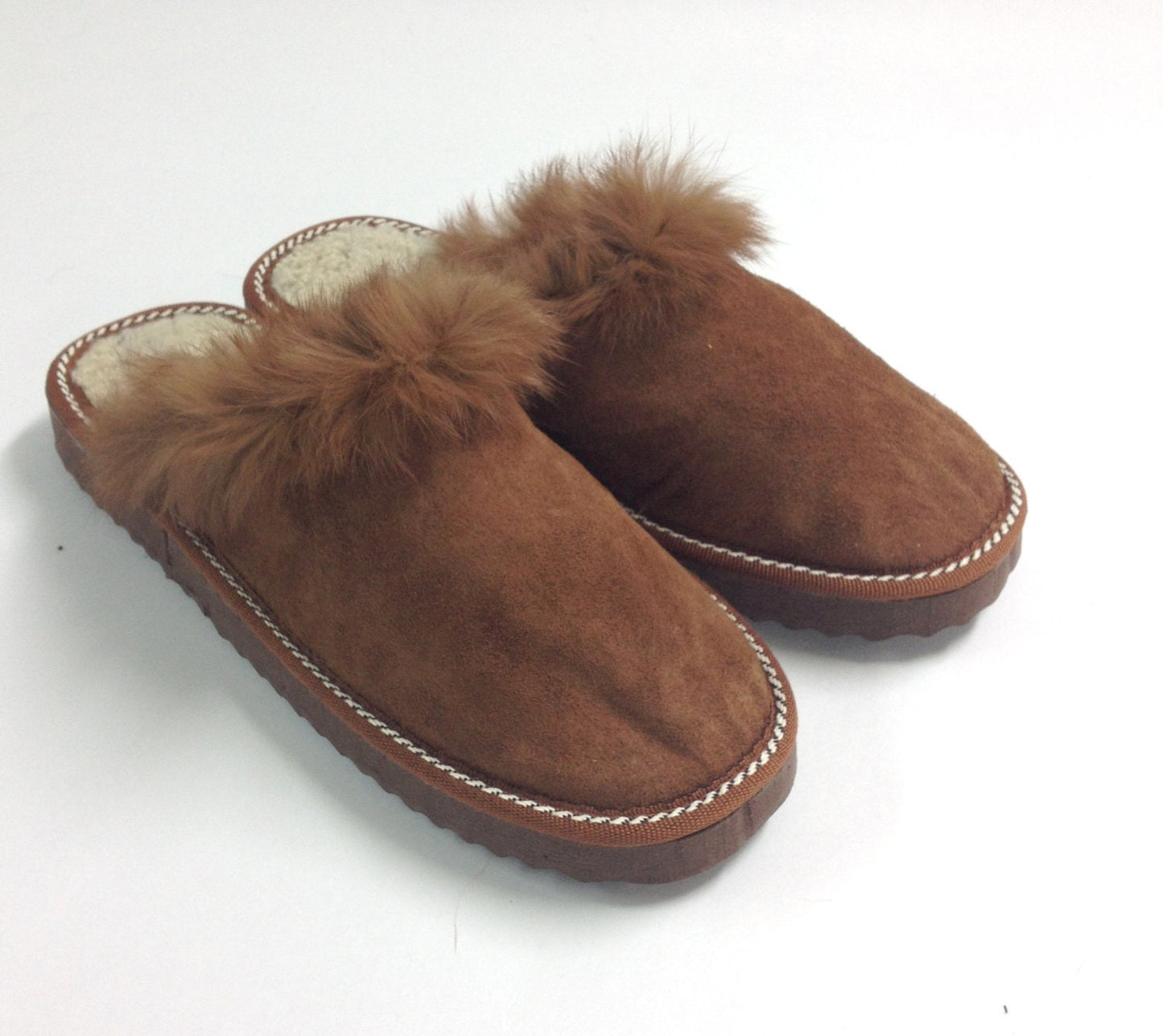Tan Brown Shearling Slippers: Genuine Fur Shoes for Women