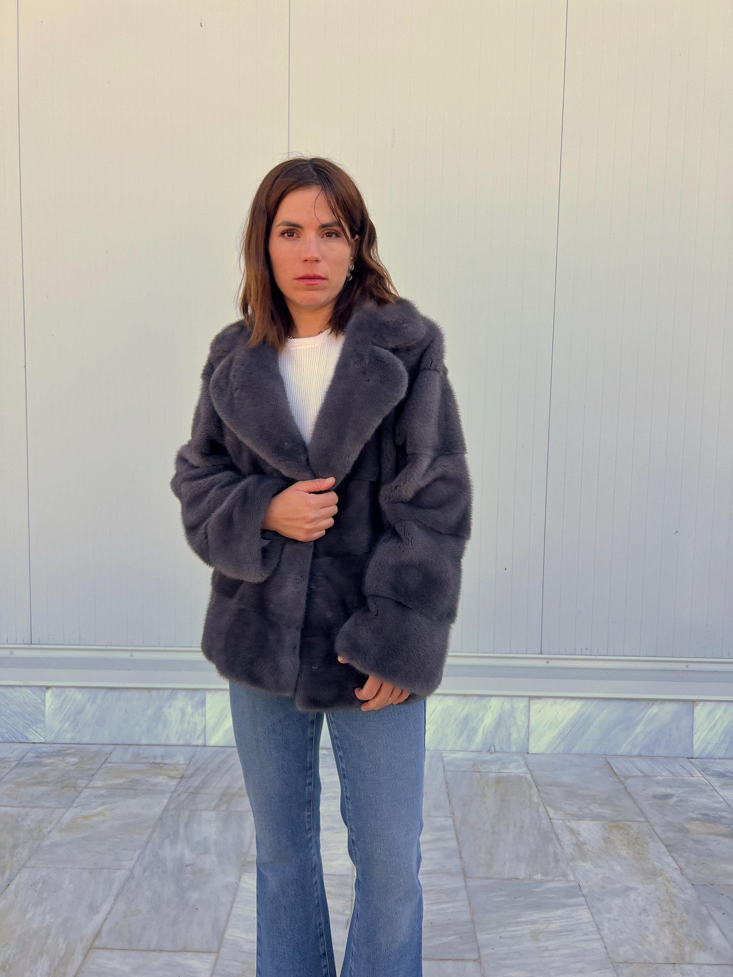 Gray-Blue Mink Fur Jacket – Saga Pelts, Notch Collar