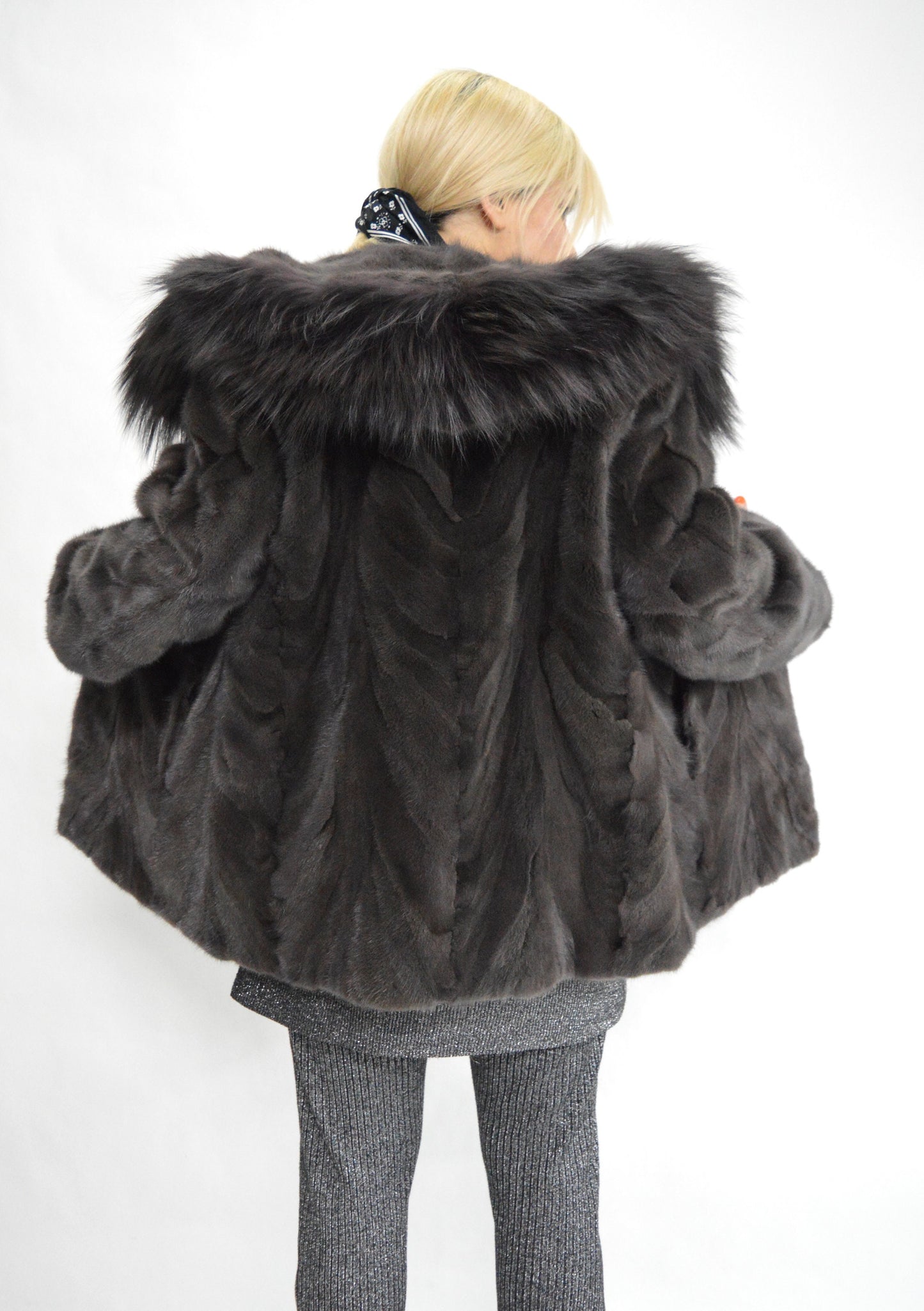 Hooded Mink Fur Coat: Genuine Fox Trim, Luxury Winter Jacket