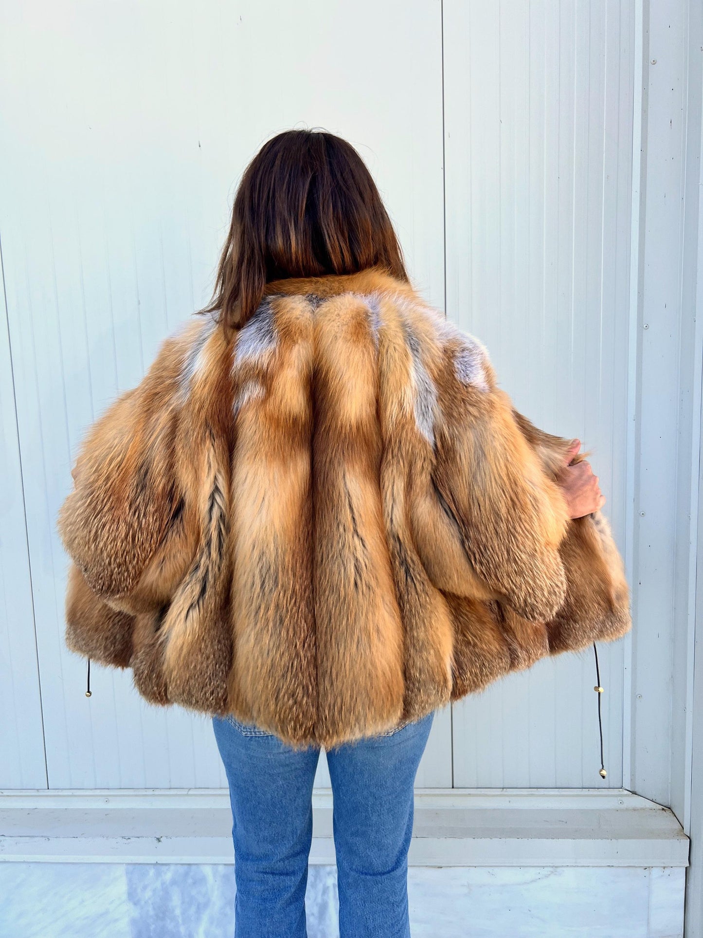 Handmade Red Fox Fur Jacket: Soft, Lightweight, with Collar