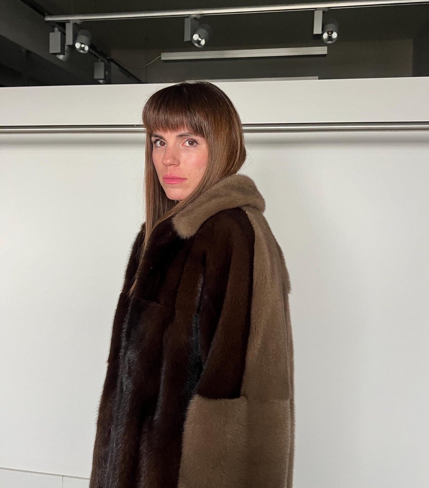Saga Mink Fur Coat: Dark Brown & Camel, Handmade in Greece