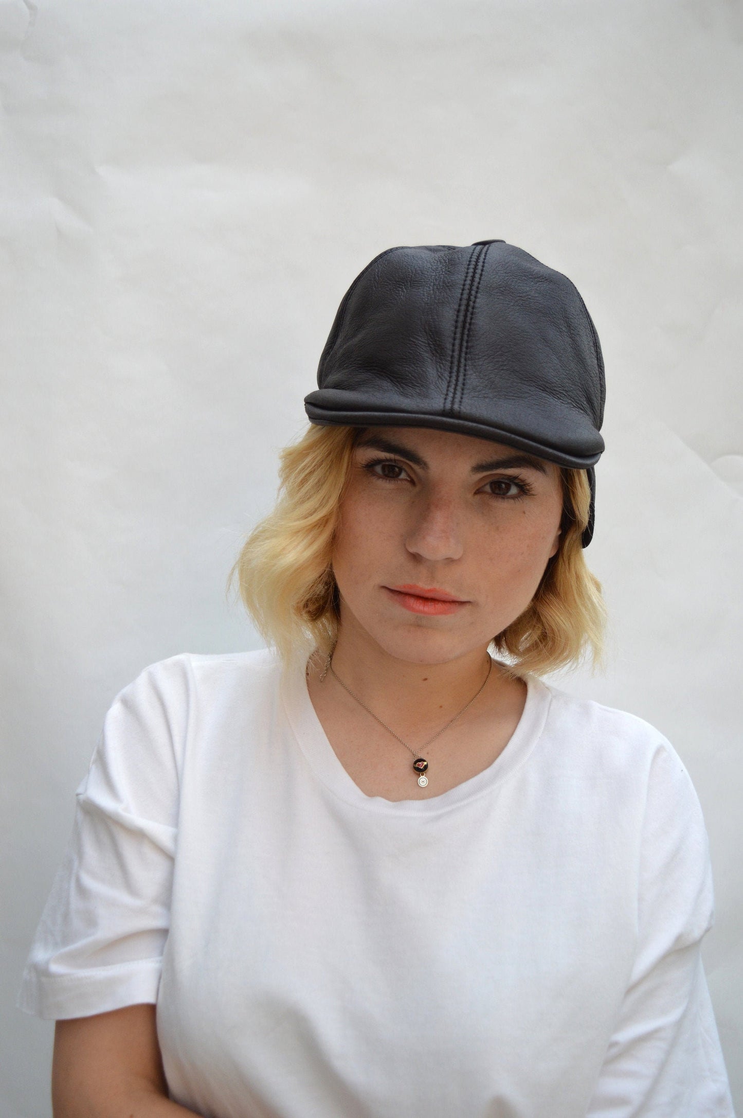 Shearling Equestrian Cap: Sheepskin Cloche Hat with Ear Flaps