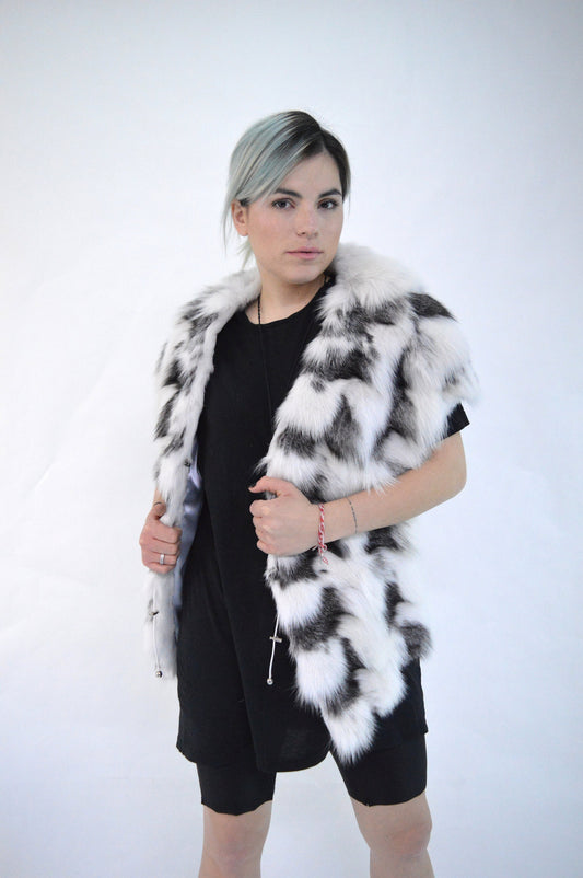 White Fox Fur Stole: Bridal Bolero Shawl, Size Small