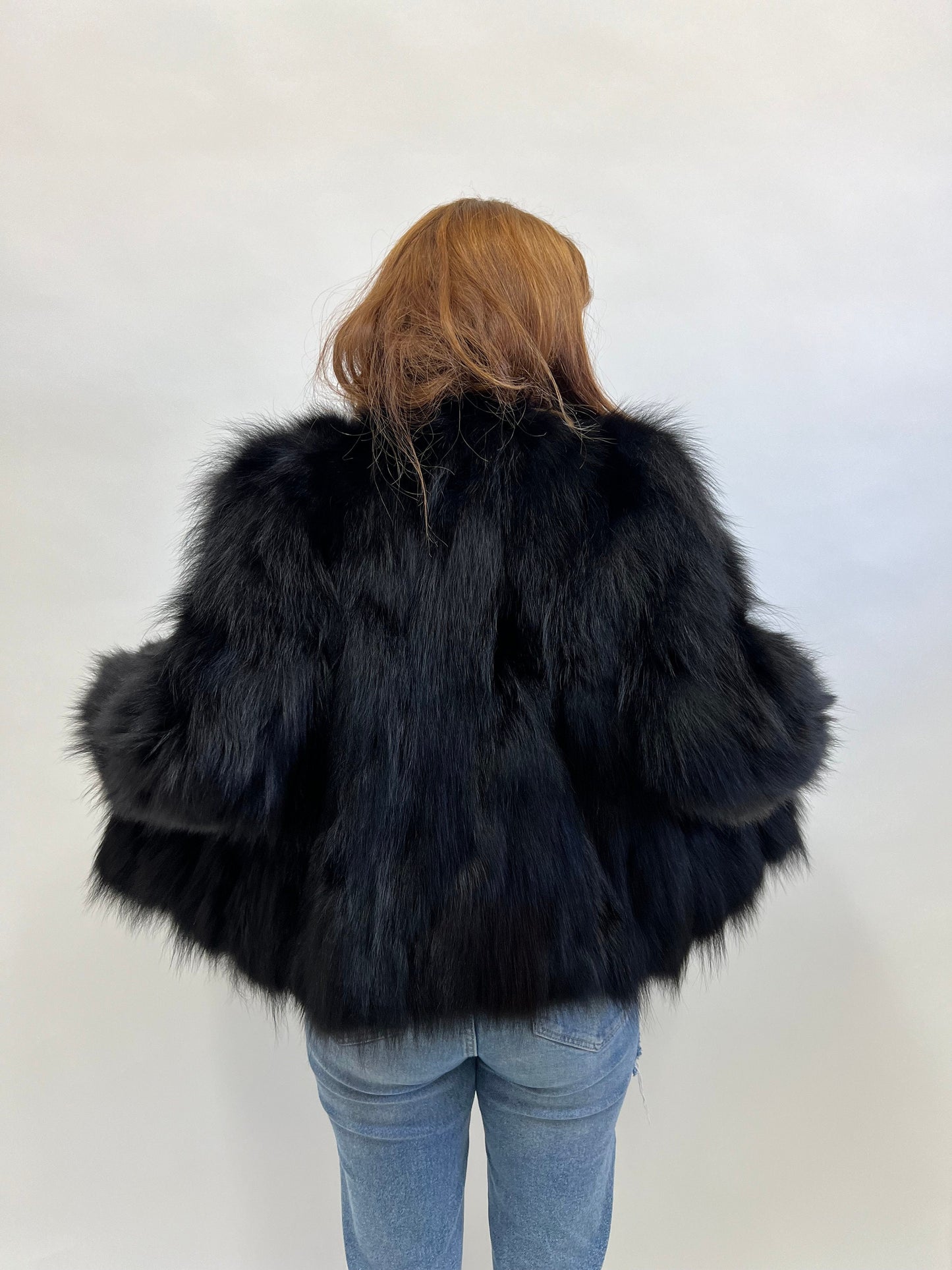 Real Black Fox Fur Jacket: Handmade Winter Coat