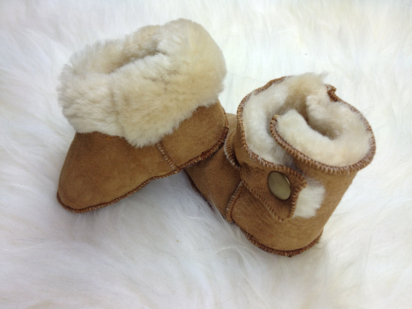 Handmade Shearling Baby Boots: Merino Lambskin Crib Slippers