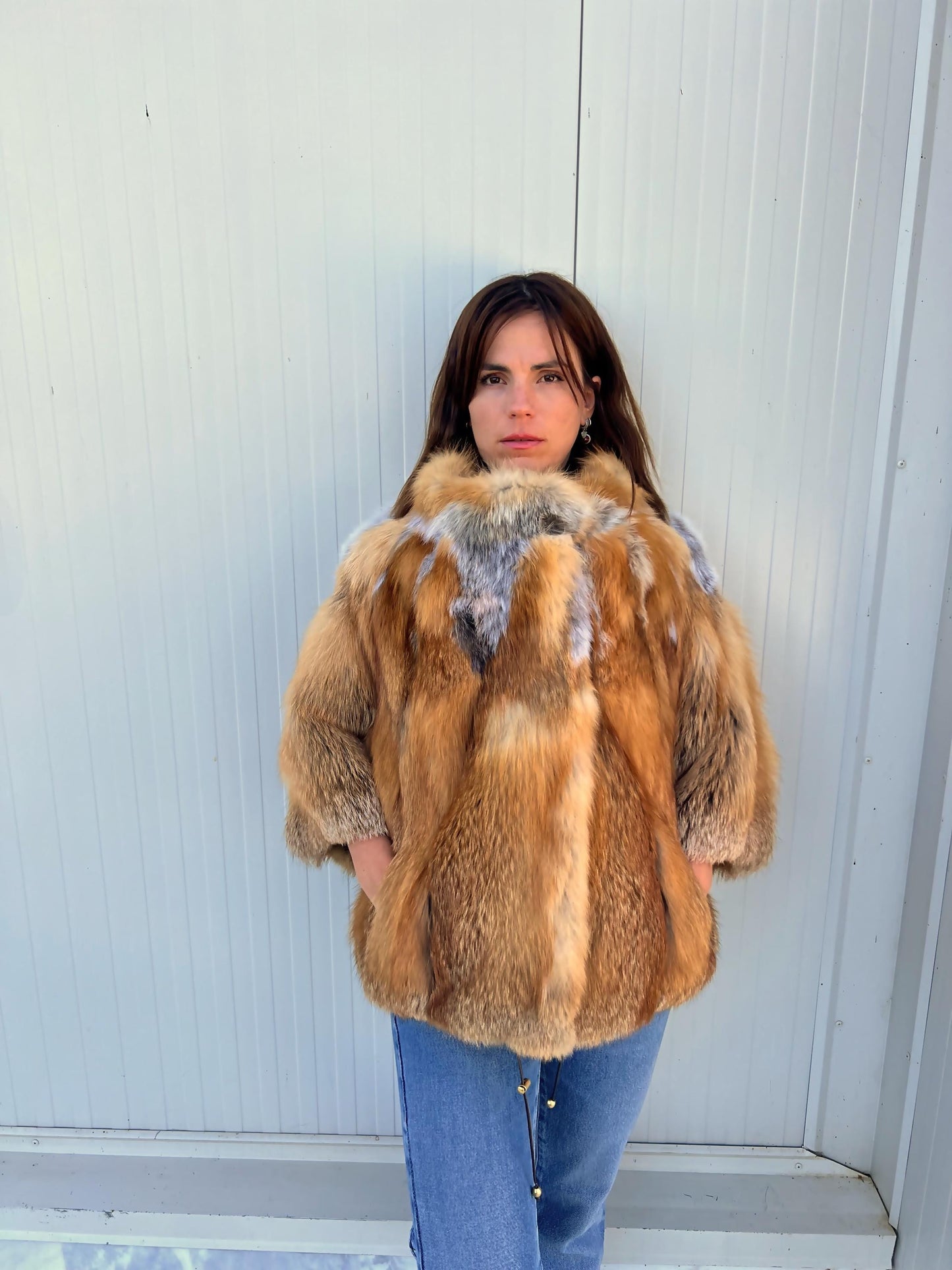 Handmade Red Fox Fur Jacket: Soft, Lightweight, with Collar