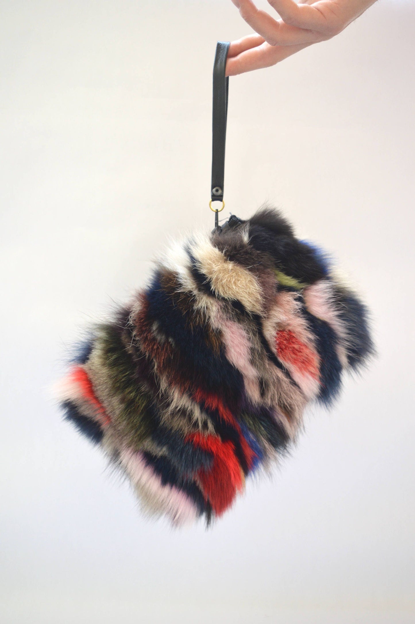Real Fox Fur Clutch Bag: Genuine Leather Wristlet, Evening Fur Pouch
