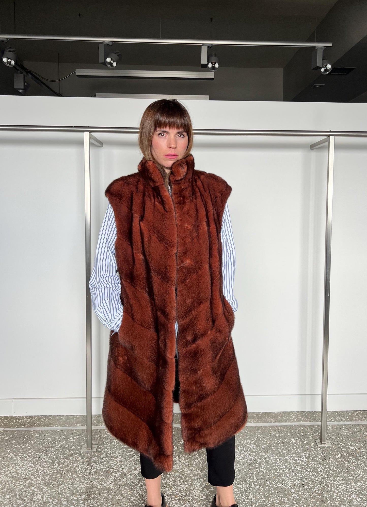 Real Copper Mink Fur Vest - Supple Saga Mink, Size Large