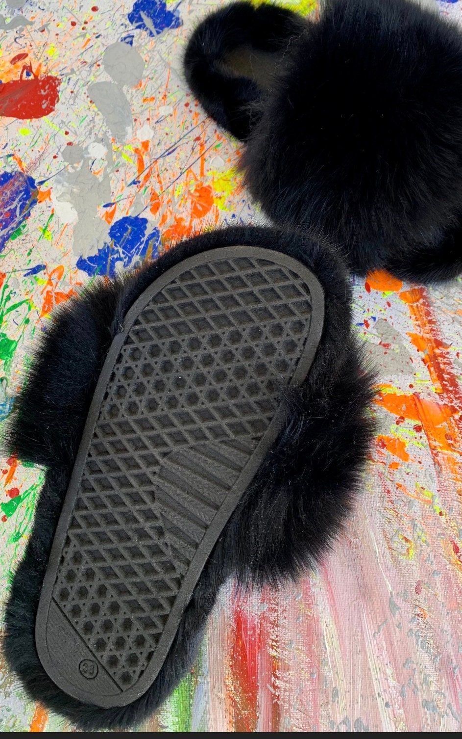 Pink Mink Fur Slides: Luxury Slippers with Leather Insole