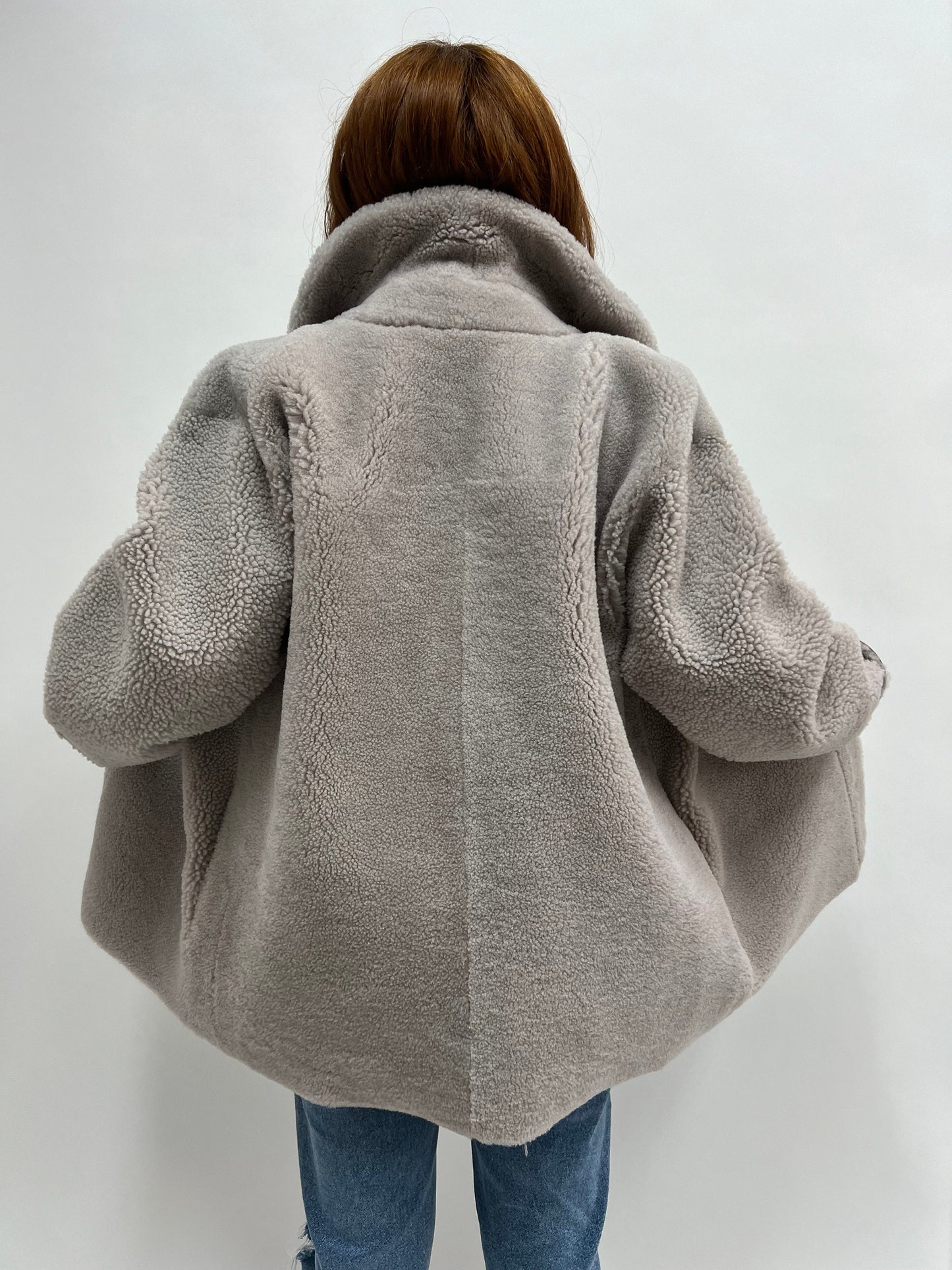 Handmade Sheepskin Shearling Jacket: Grey Nappa Fur Overshirt