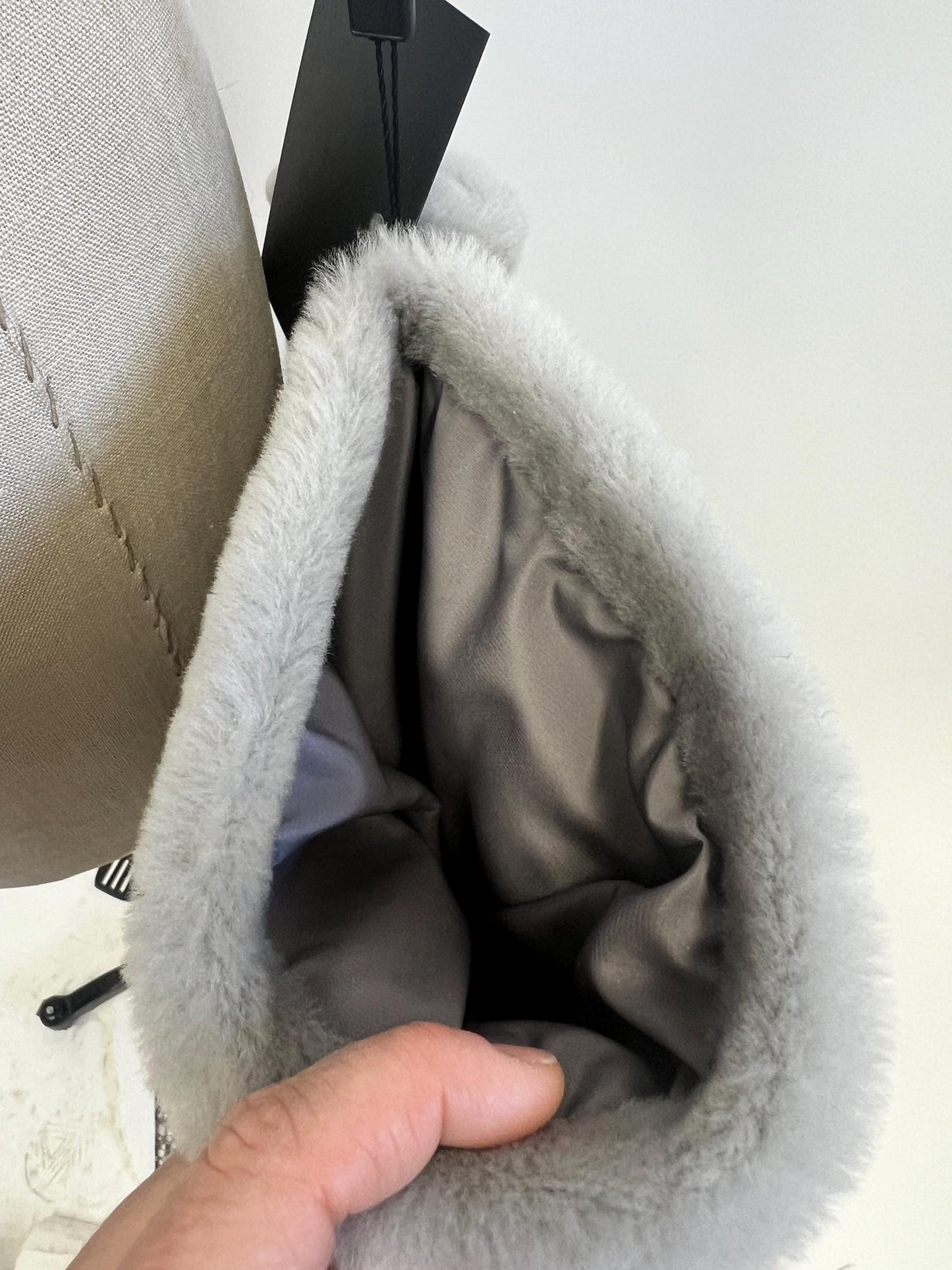 Turtleneck  warmer Gray Shearling Poncho Shawl: Alongside with Cuffs.