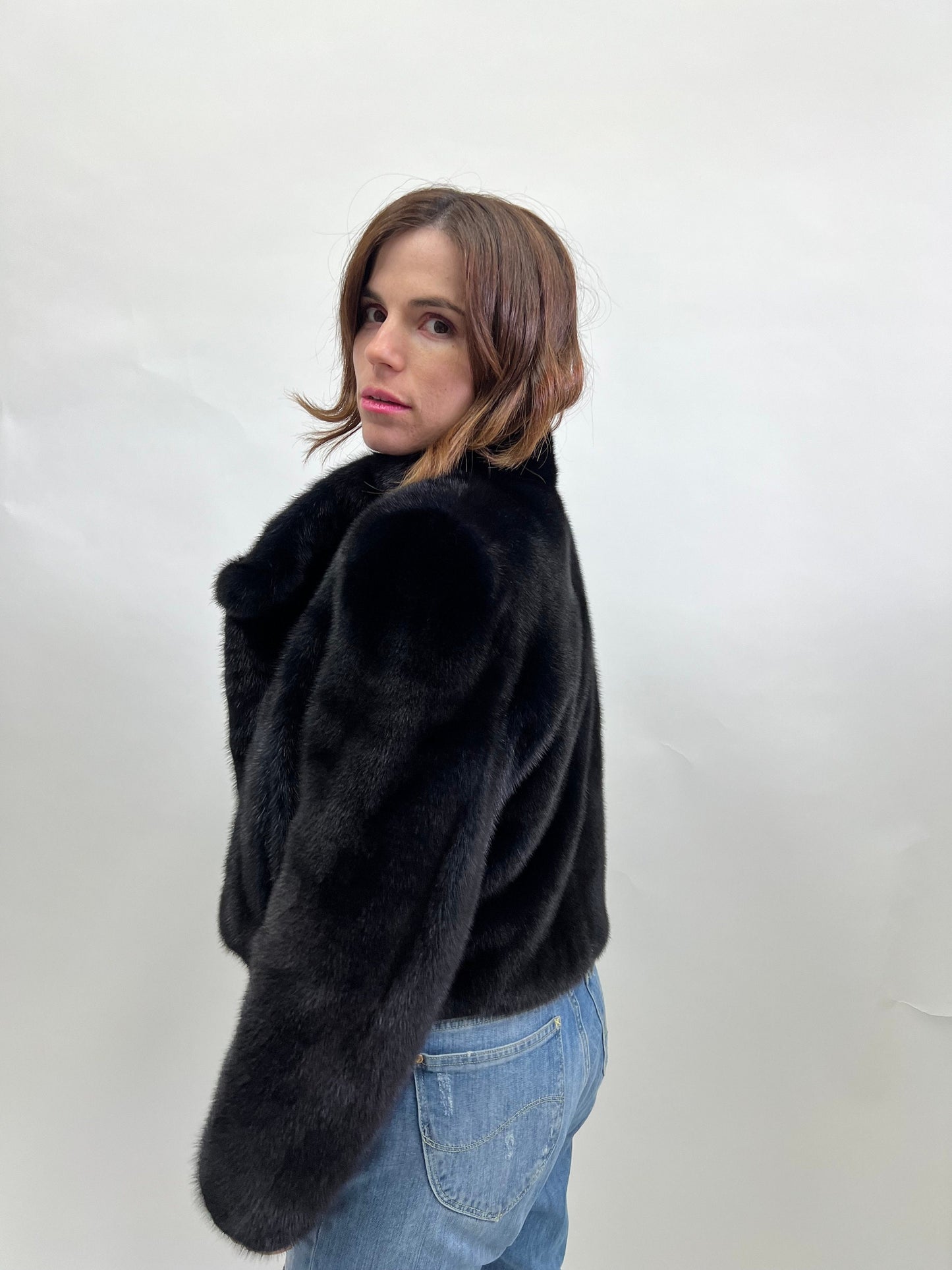 Mink Fur Bolero Jacket: Midnight Blue Copenhagen Fur, Size Small