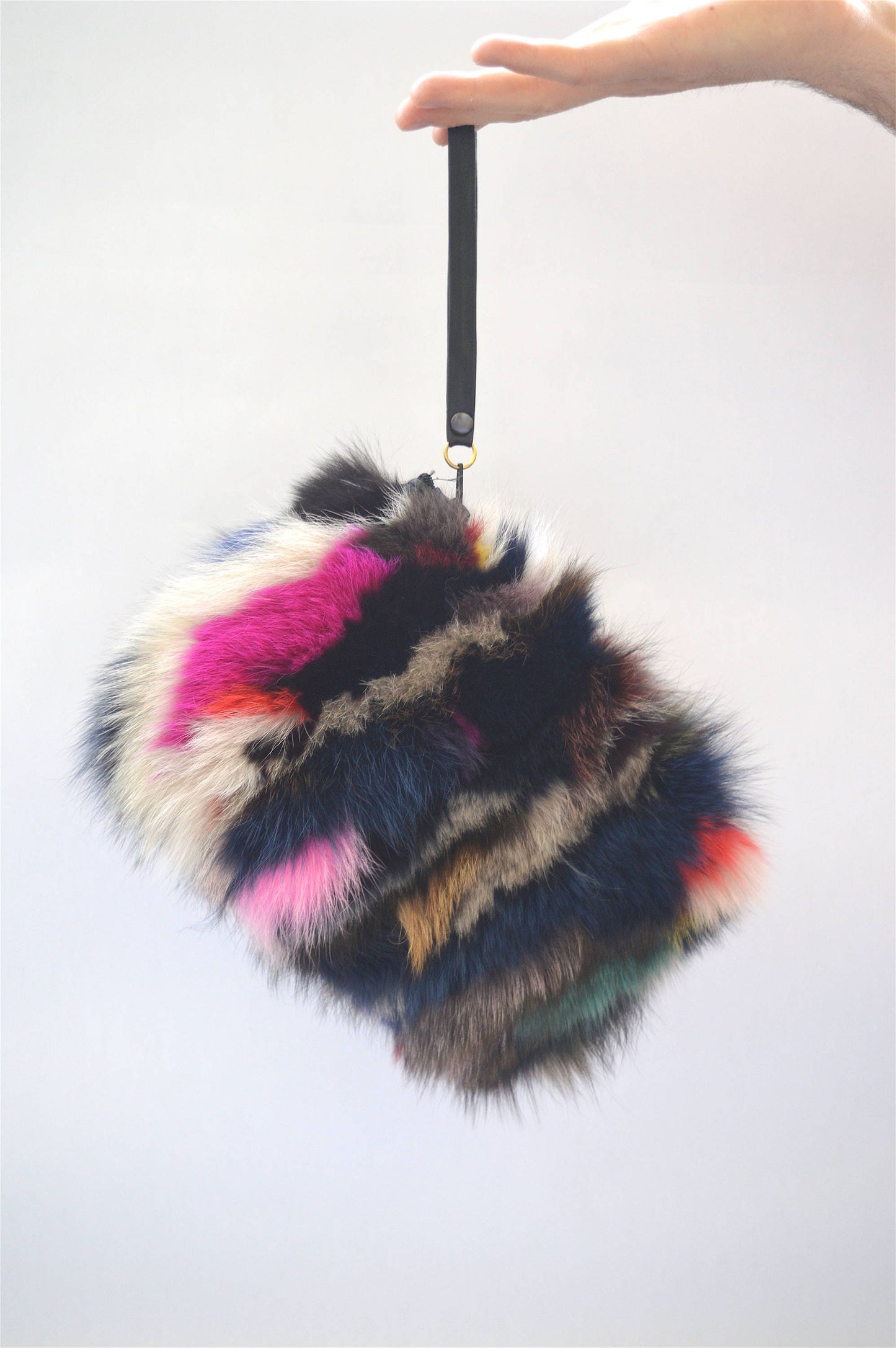 Real Fox Fur Clutch Bag: Genuine Leather Wristlet, Evening Fur Pouch