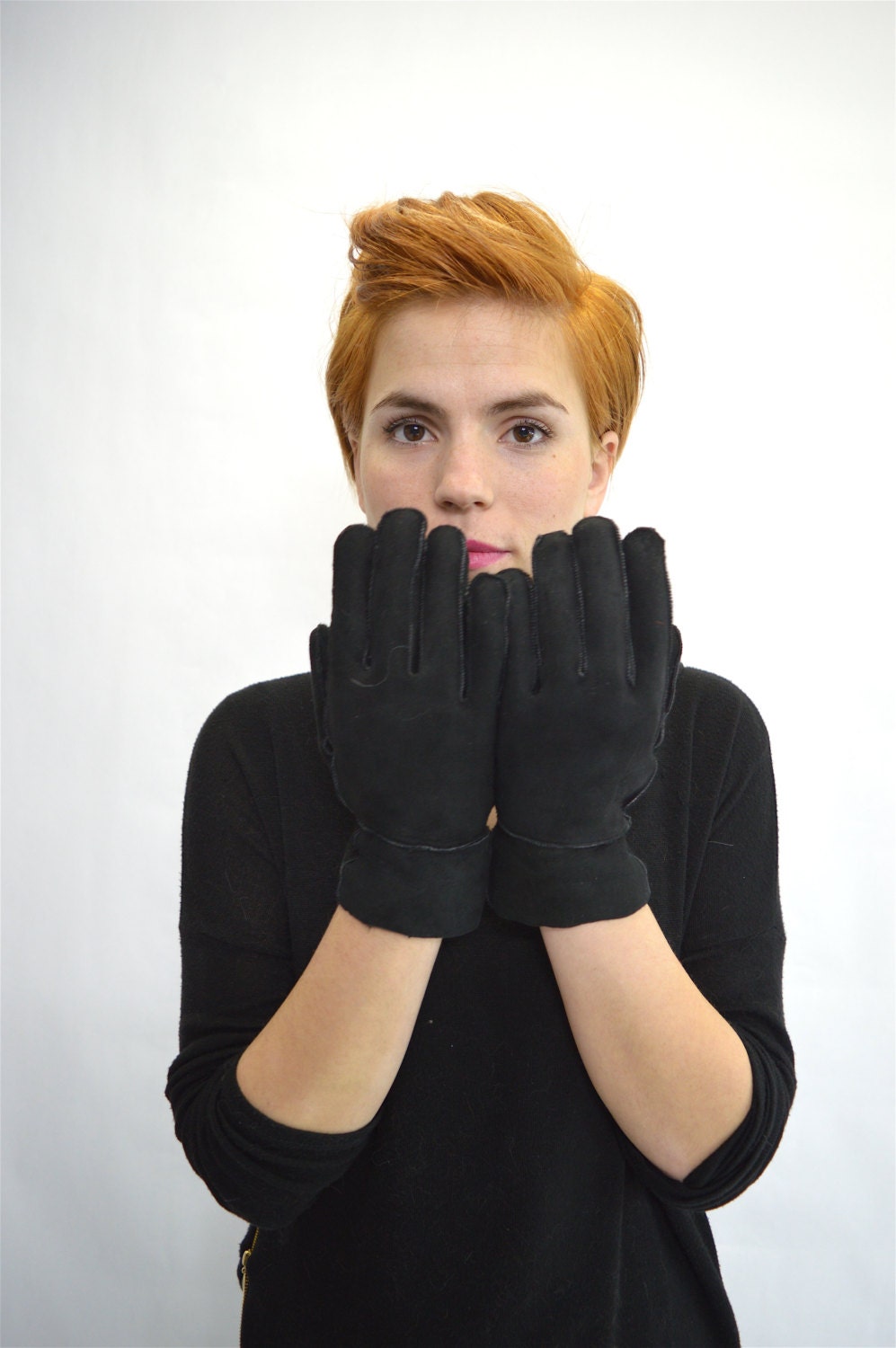 Shearling Fur Gloves: Mouton Mittens, Fold-Out Cuffs