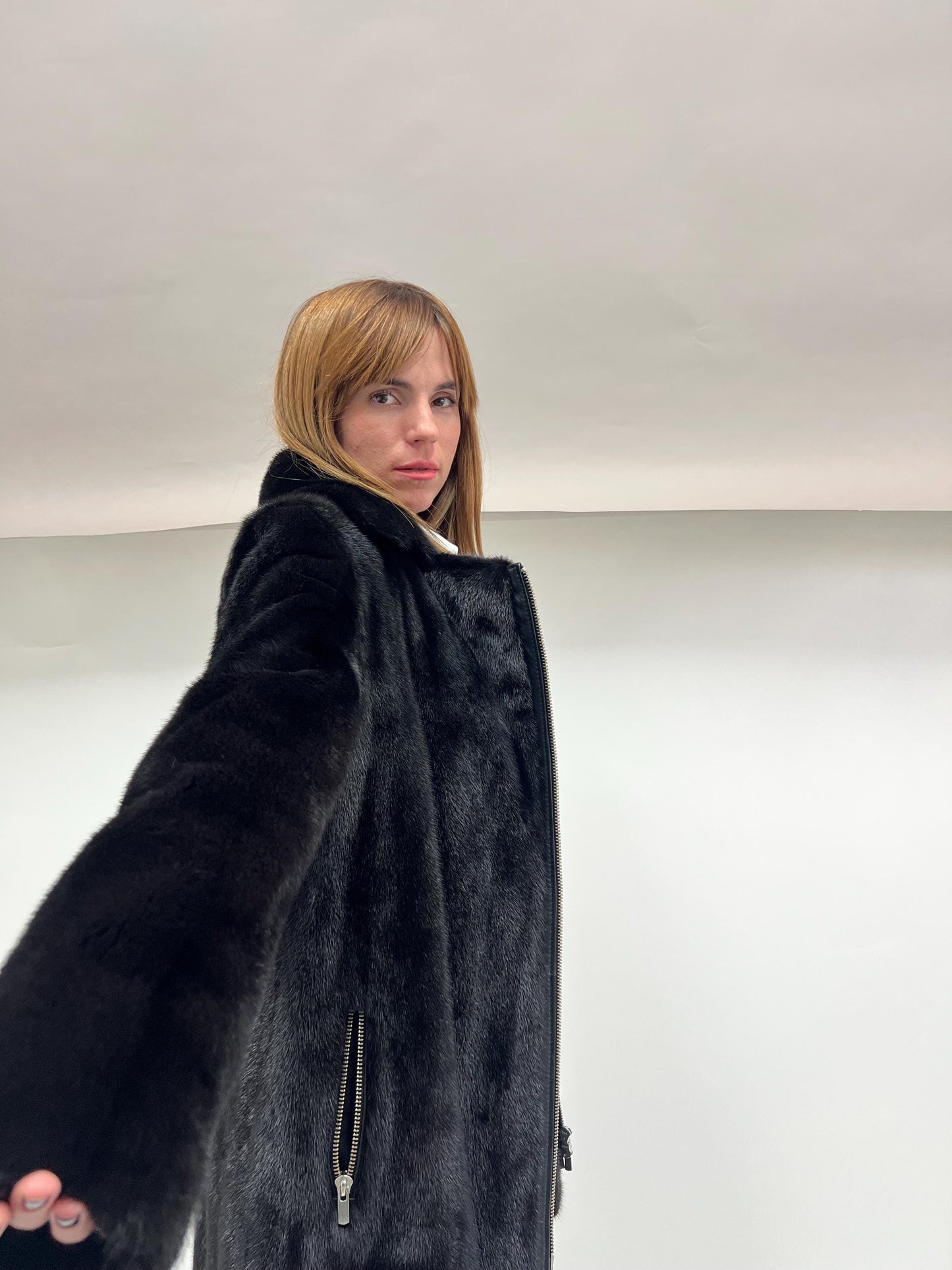 Black Mink Fur Biker Jacket: Silver Hardware, Luxury Women's Coat