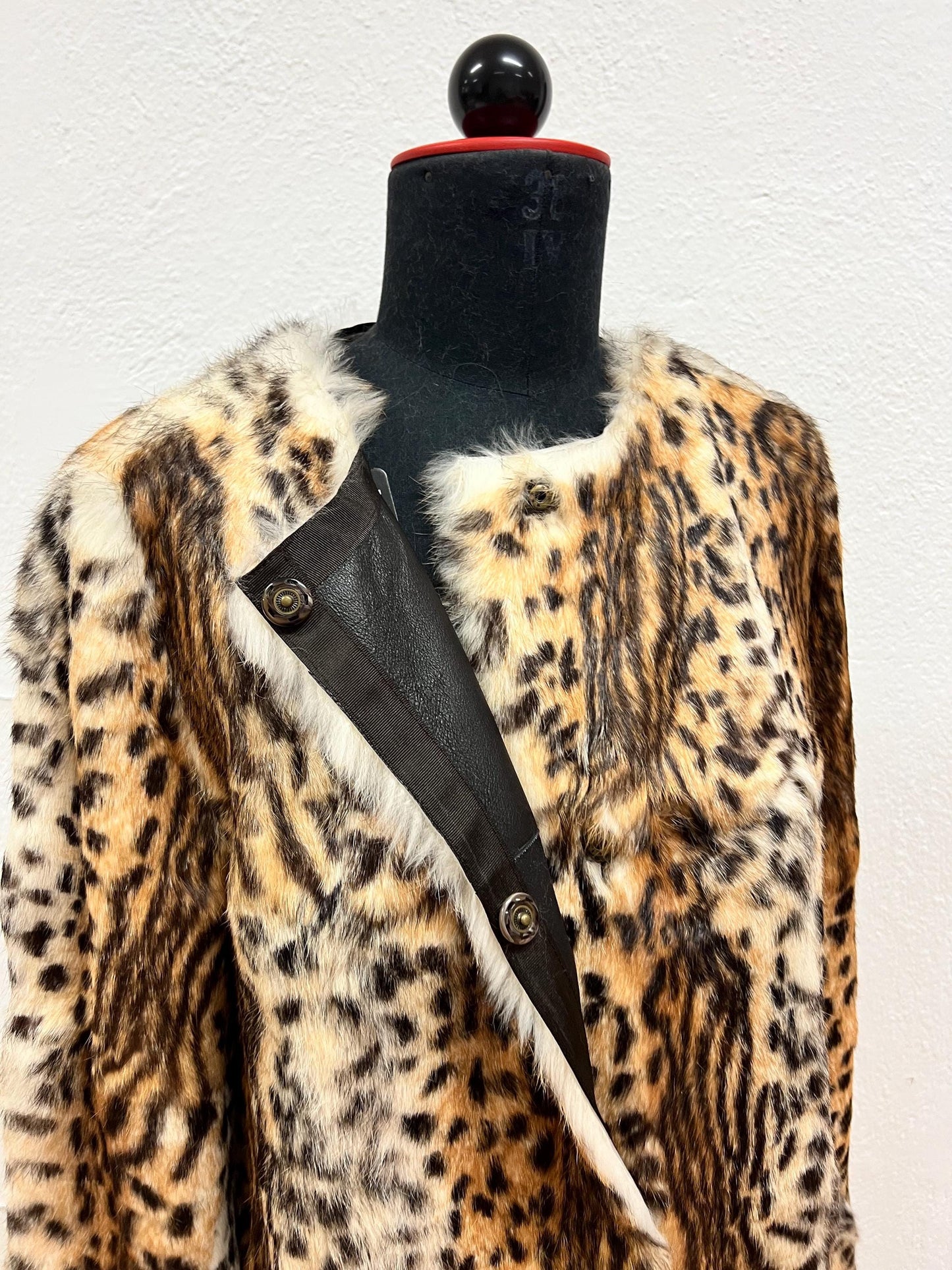 Reversible Leopard Print Rabbit Fur Jacket - Medium / Large