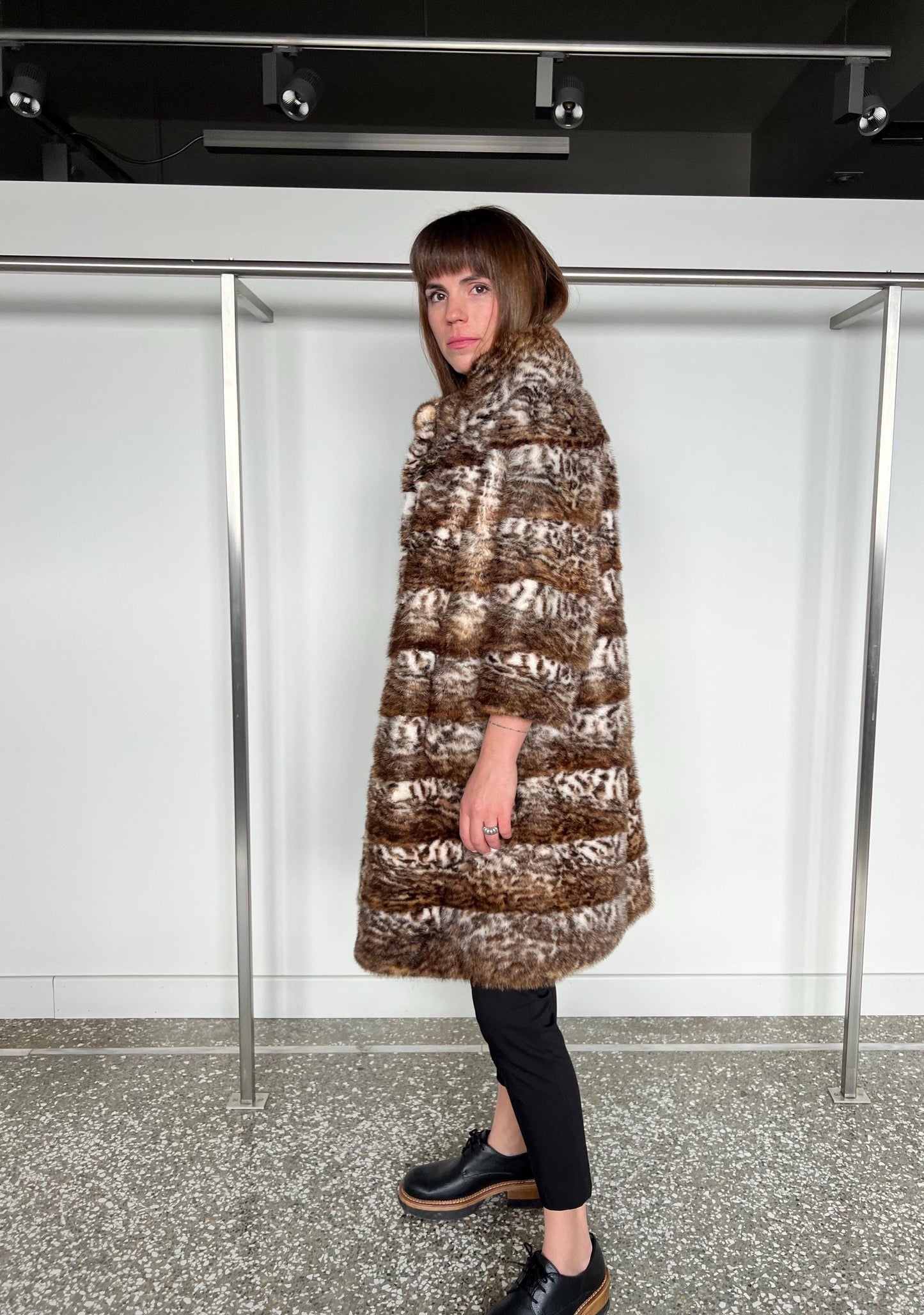 Leopard Print Rabbit Fur Coat: Reversible Dyed Jacket, Medium