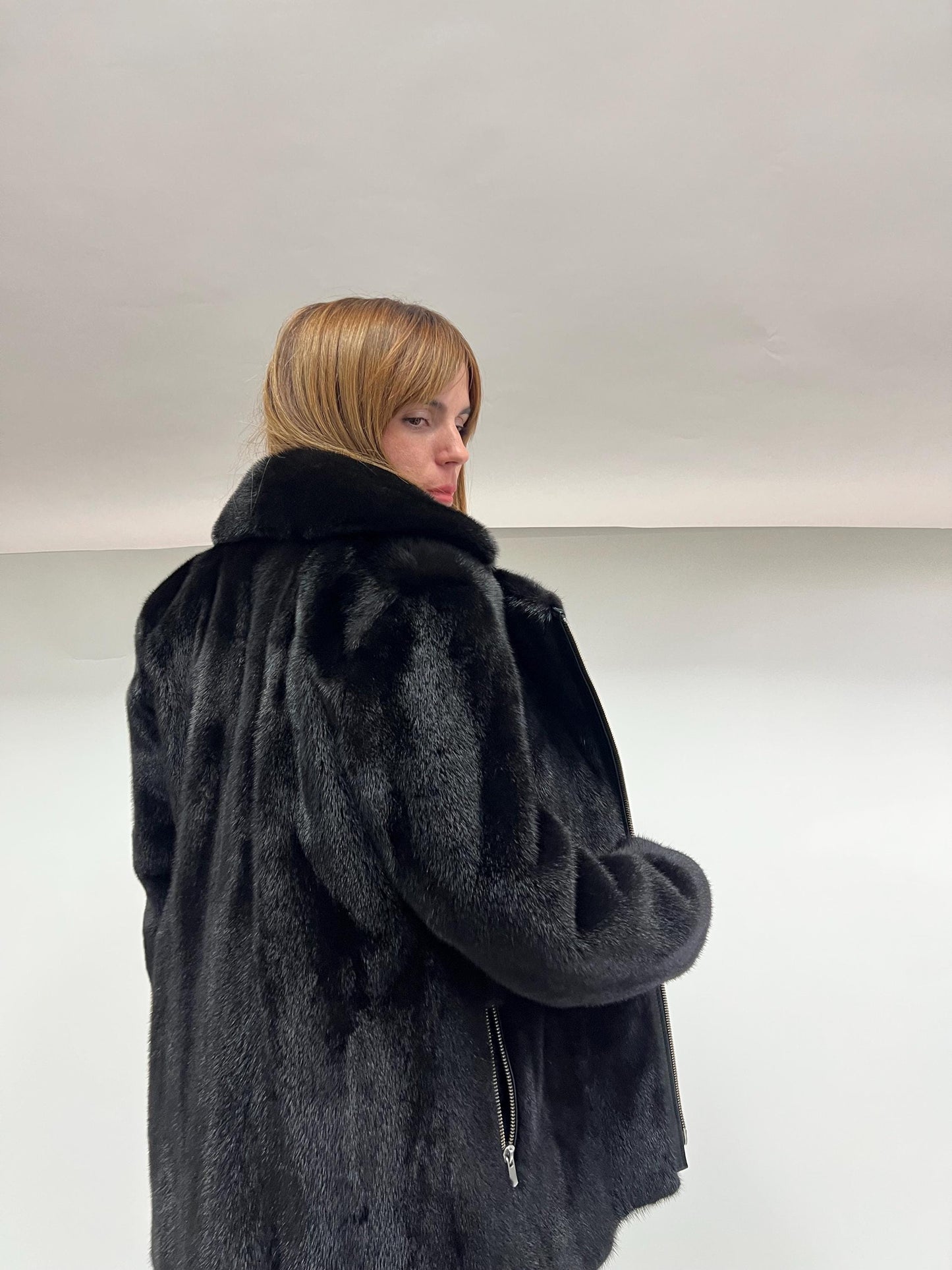 Black Mink Fur Biker Jacket: Silver Hardware, Luxury Women's Coat