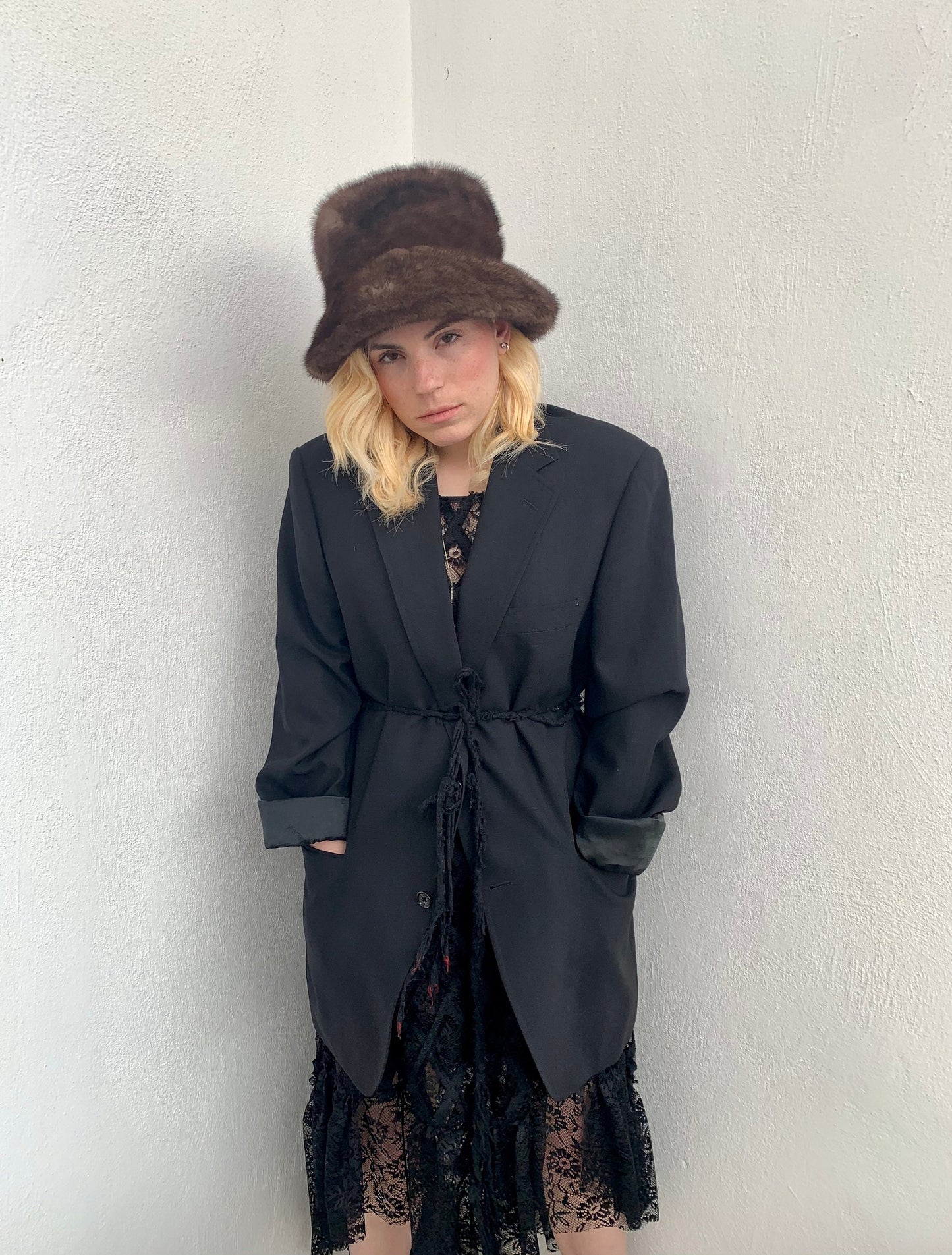 Brown Mink Fur Bucket Hat: Stylish Padded Lining, Head Warmer