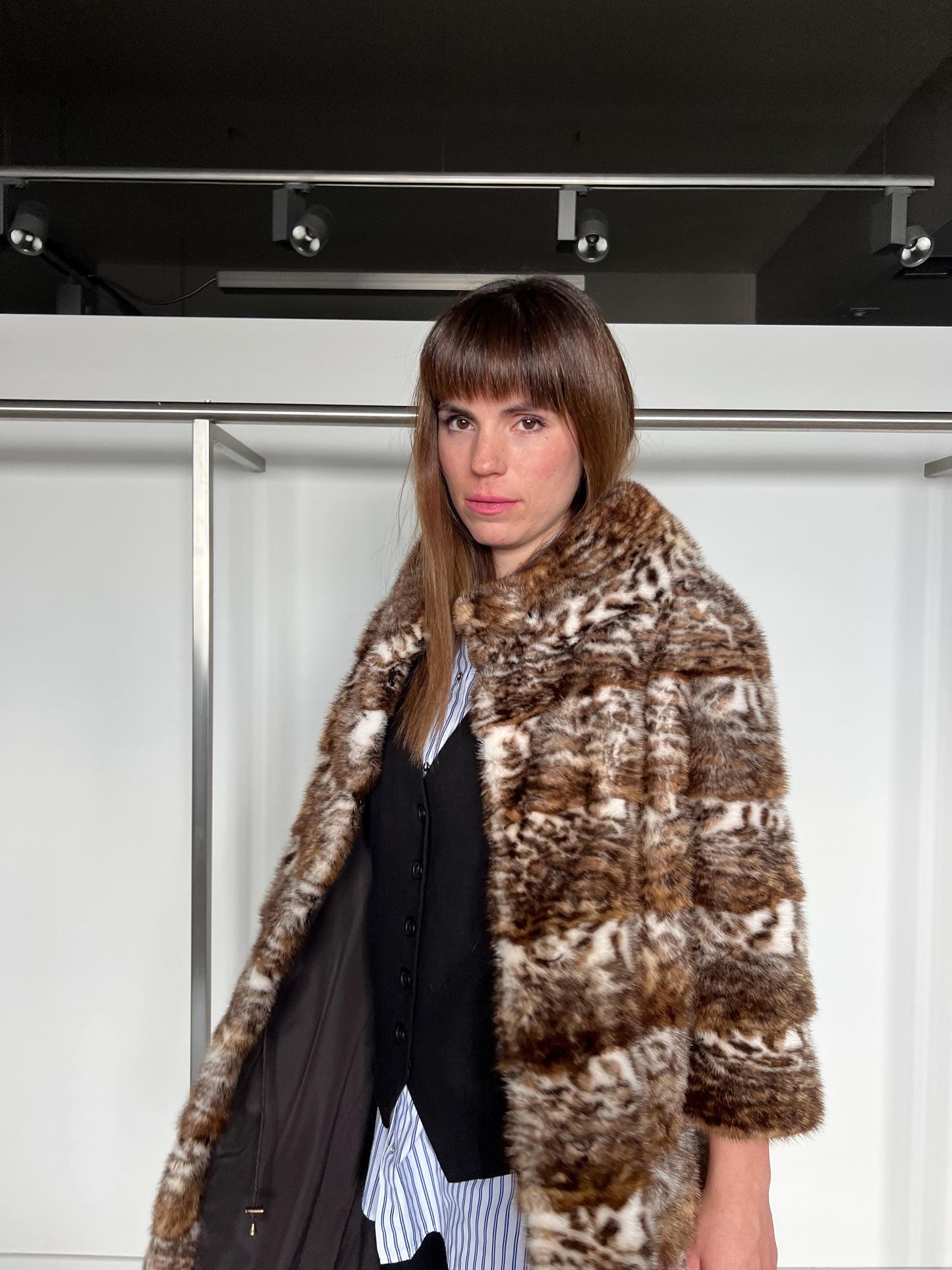 Leopard Print Rabbit Fur Coat: Reversible Dyed Jacket, Medium